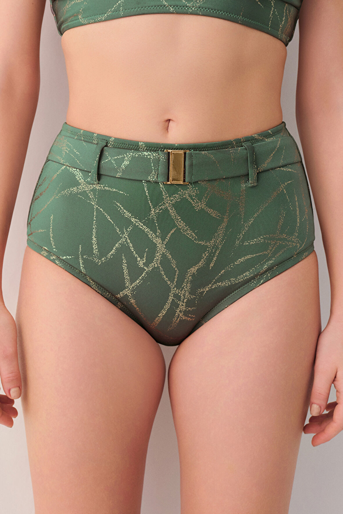 Suwen Glace Yüksek Bel Kemerli Bikini Alt