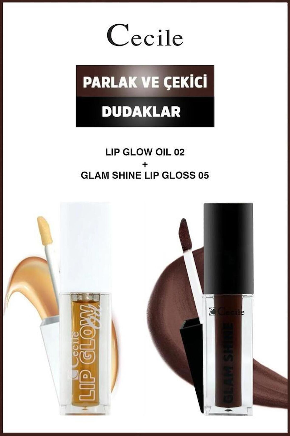 Cecile Glam Shine-Lip Oil Parlak Dudaklar Bakım ve Makyaj Seti 02-05