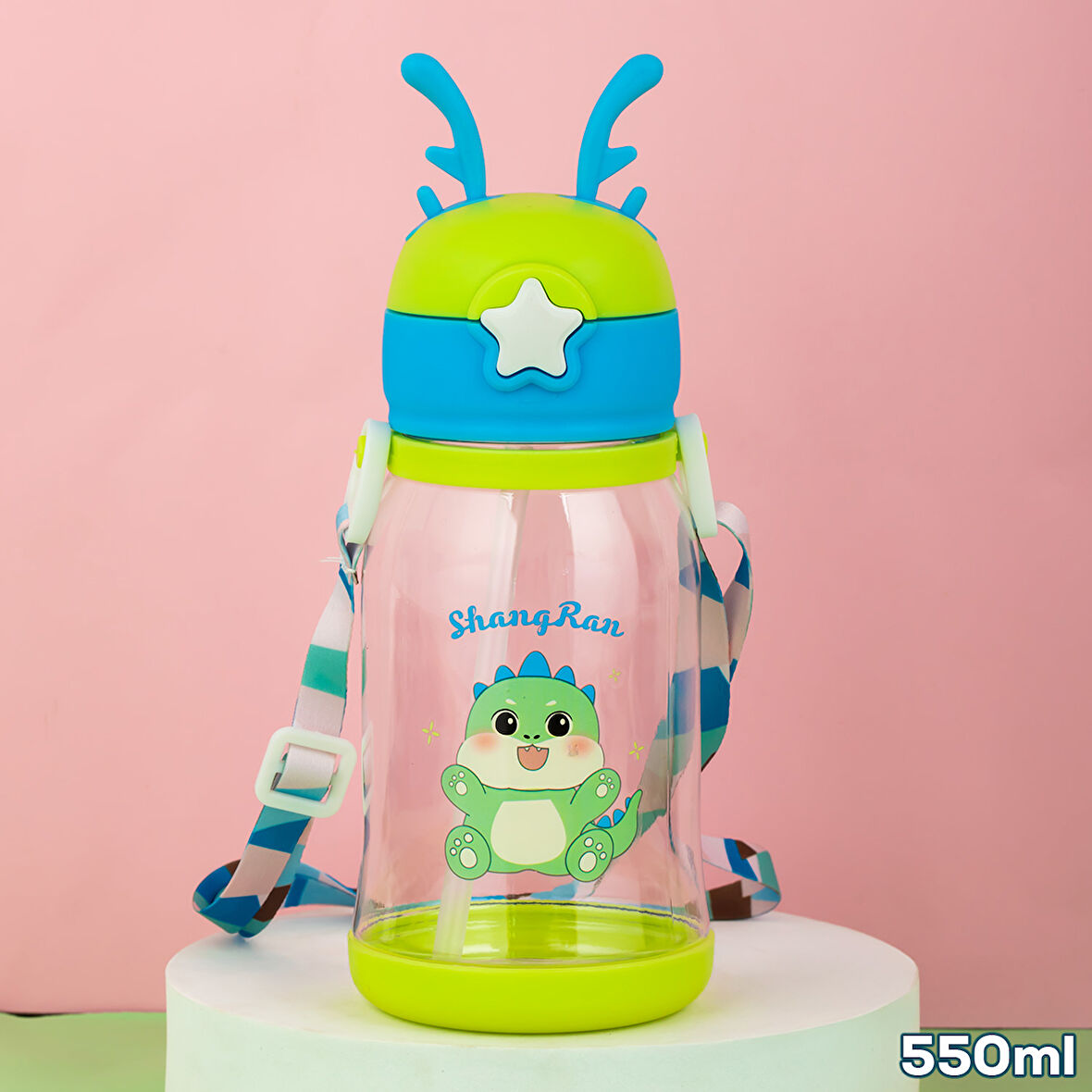Porsima 21.0002-1 Matara Geyik Temalı Stickerlı Askılı Suluk - Su Şişesi - Yeşil 550ml