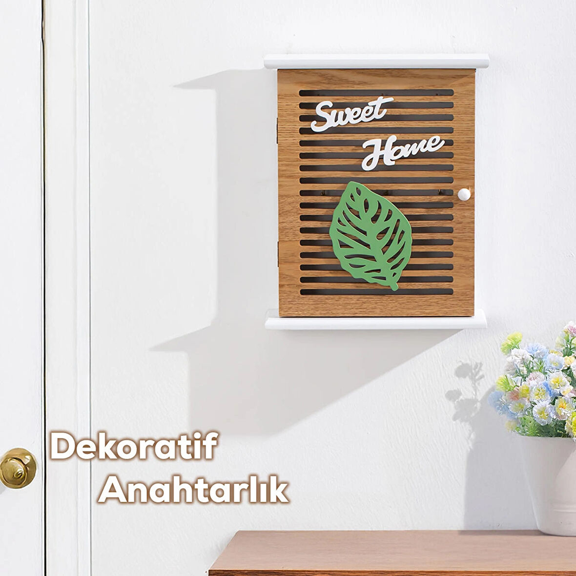 Porsima 2069 Duvara Montajlı Dekoratif Anahtarlık Dolabı - Duvar Askılı Anahtar Saklama Kabini 21X25,5cm