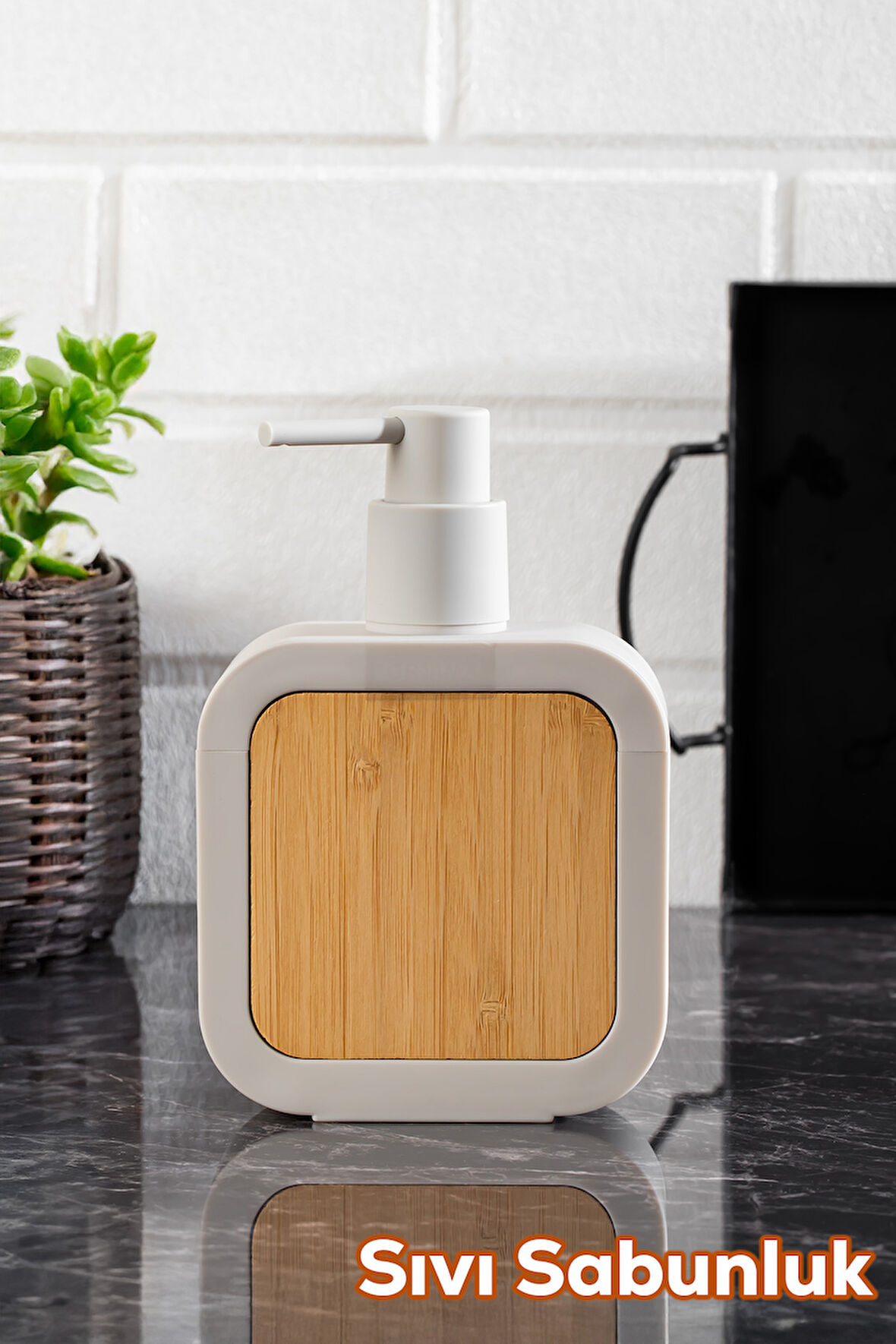 Porsima 3151 Banyo ve Mutfak Sıvı Sabunluk 400ML Taupe-Ahşap