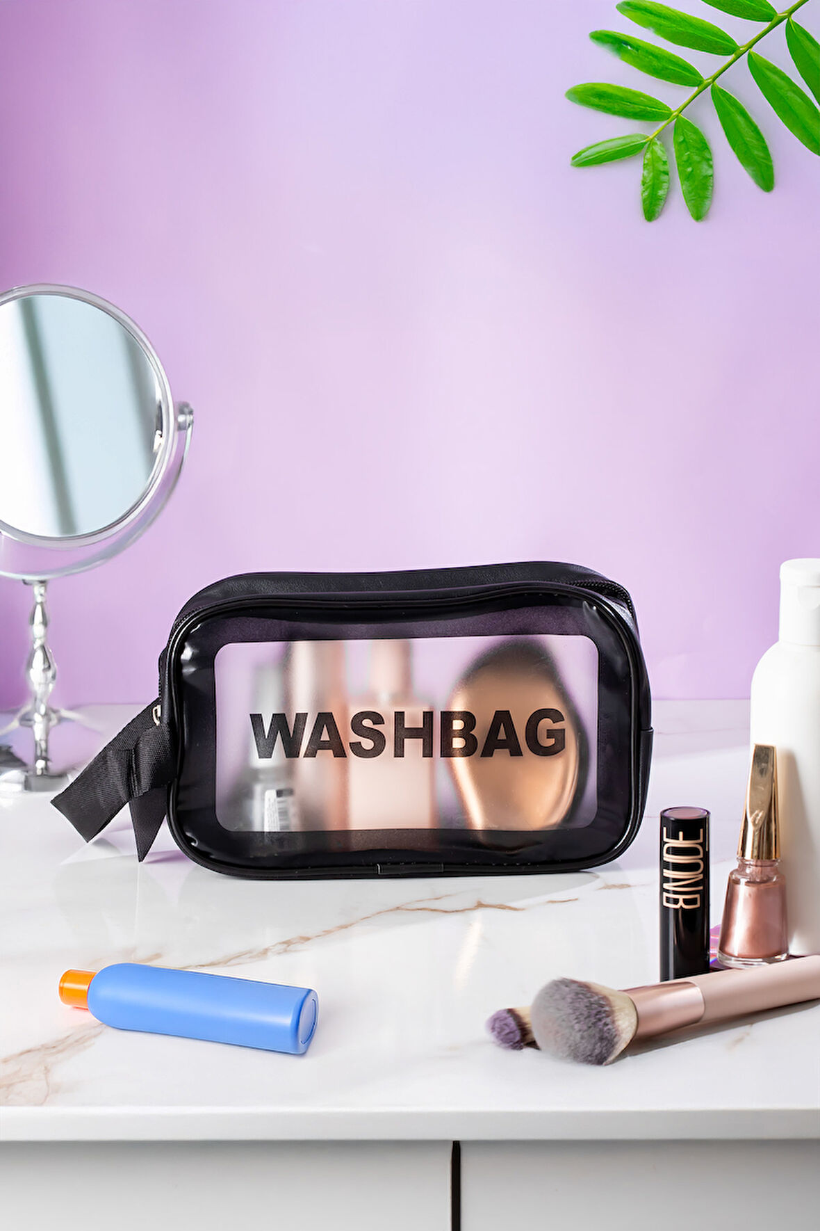 Porsima 3140 Şeffaf Seyahat Ve Makyaj Çantası Su Geçirmez Organizer Washbag 21x13cm Çok Renkli