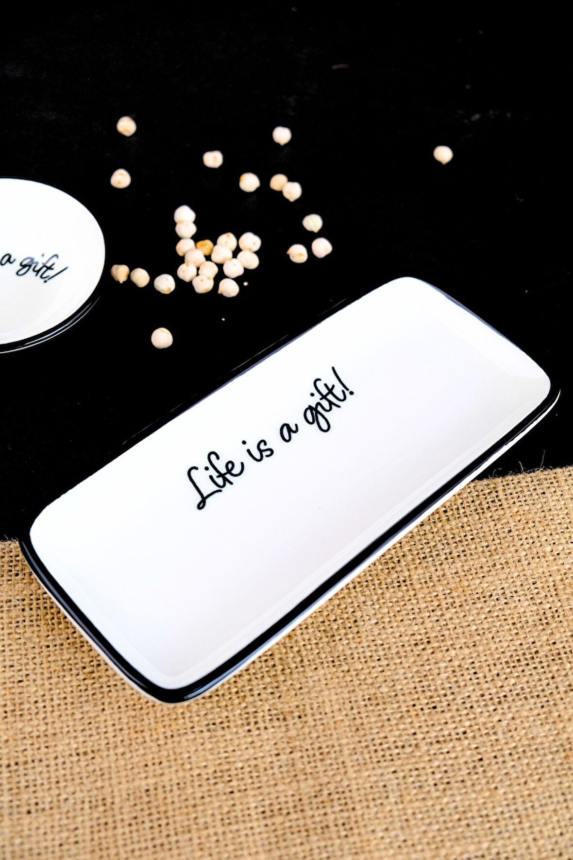 Tabak Evi Motto Gift Kayık Tabak Tekli 22x22x1cm