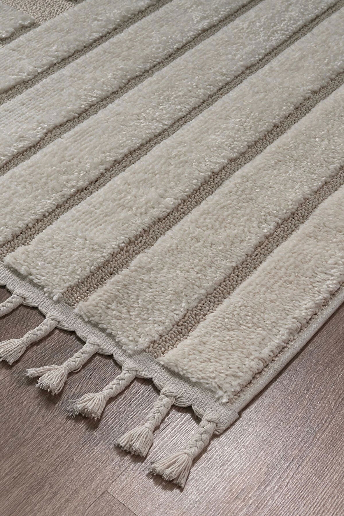 Bukle Dokuma Yumuşak Halı Salon Oturma Odası Mutfak Yatak Odası Yolluk Kilim Krem Bej