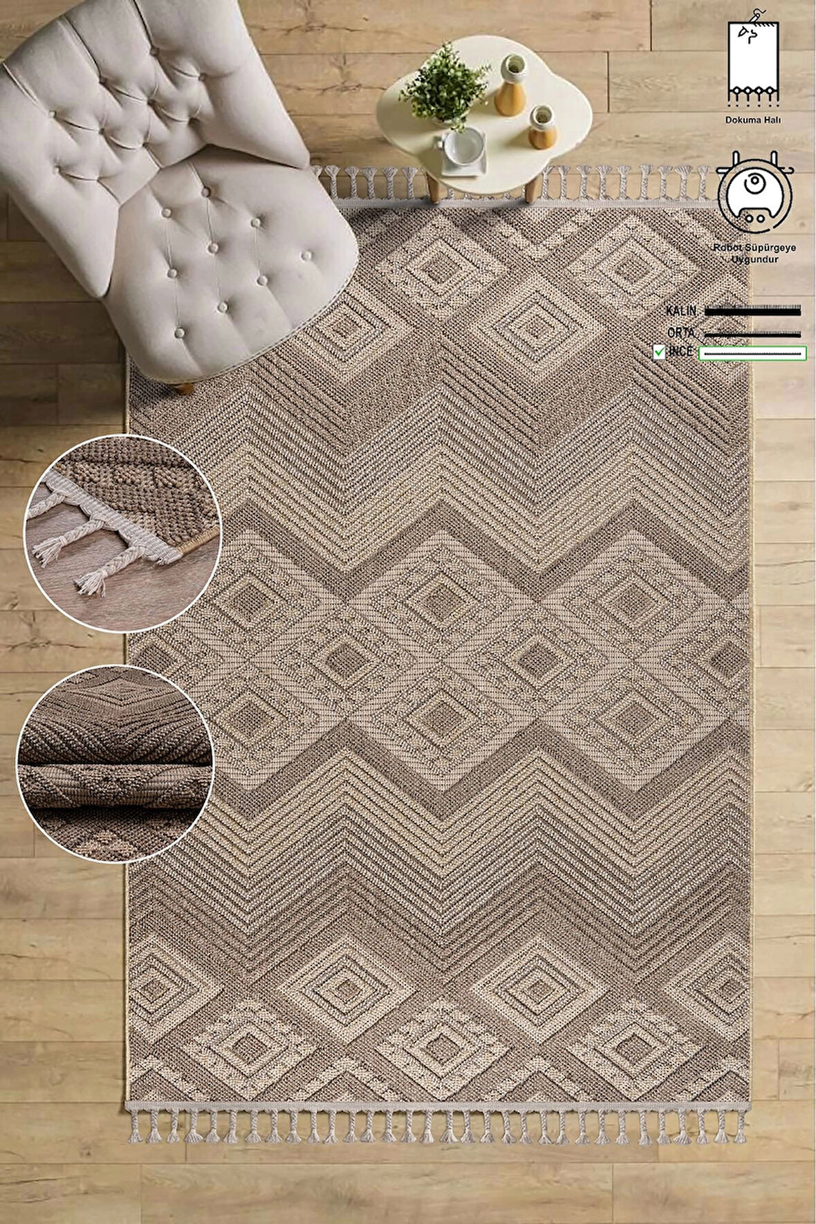 Bukle Dokuma İnce Saçaklı Salon Mutfak Oturma Odası halısı Yoluk Antre Çocuk Yatak Odası Kilim Halı