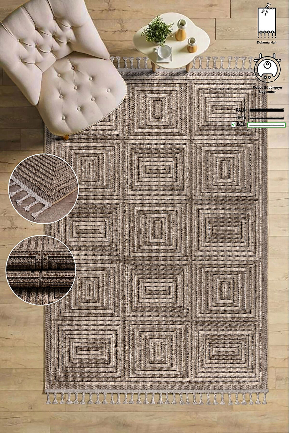 Bukle Dokuma İnce Saçaklı Salon Mutfak Oturma Odası halısı Yoluk Antre Çocuk Yatak Odası Kilim Halı