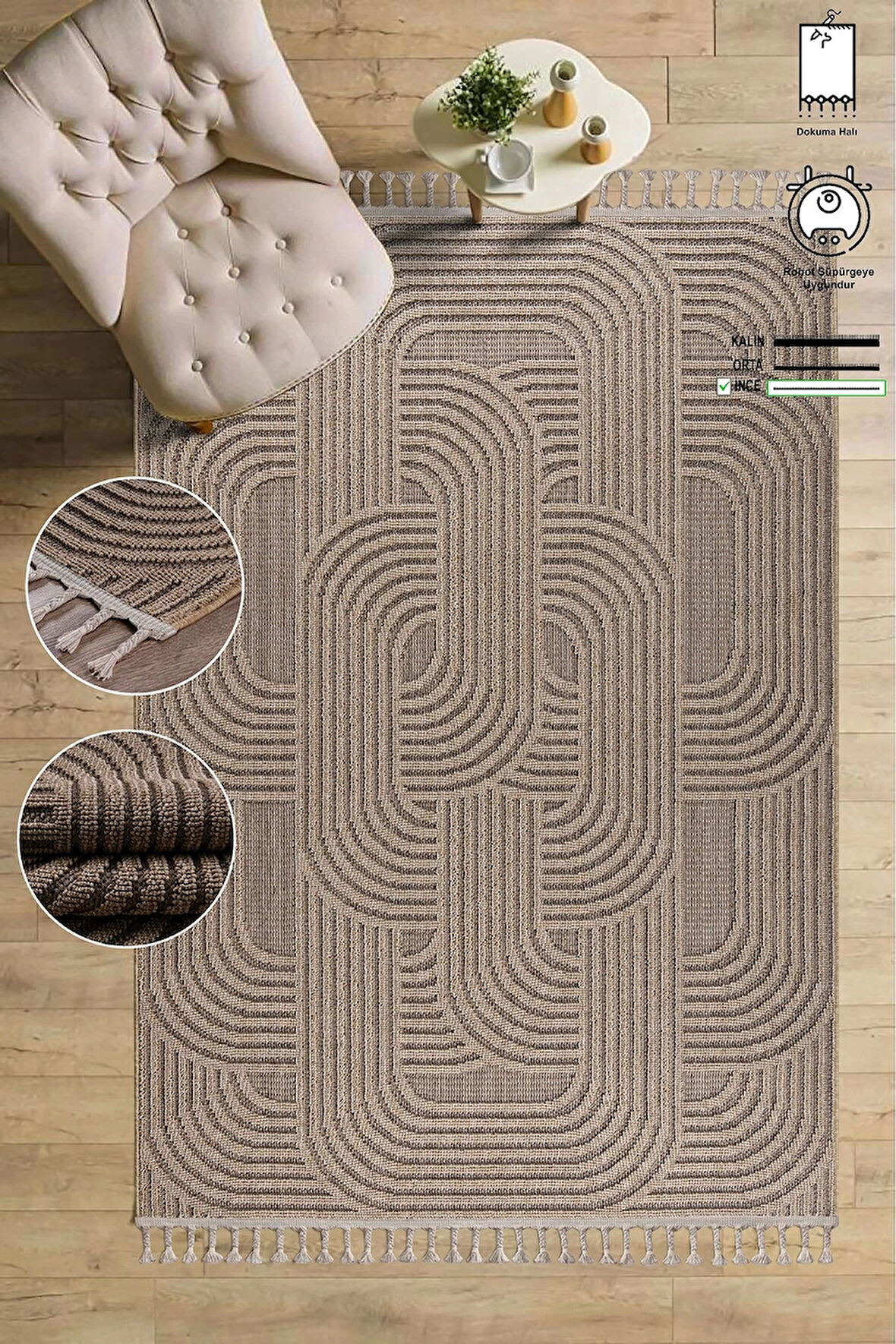 Bukle Dokuma İnce Saçaklı Salon Mutfak Oturma Odası halısı Yoluk Antre Çocuk Yatak Odası Kilim Halı