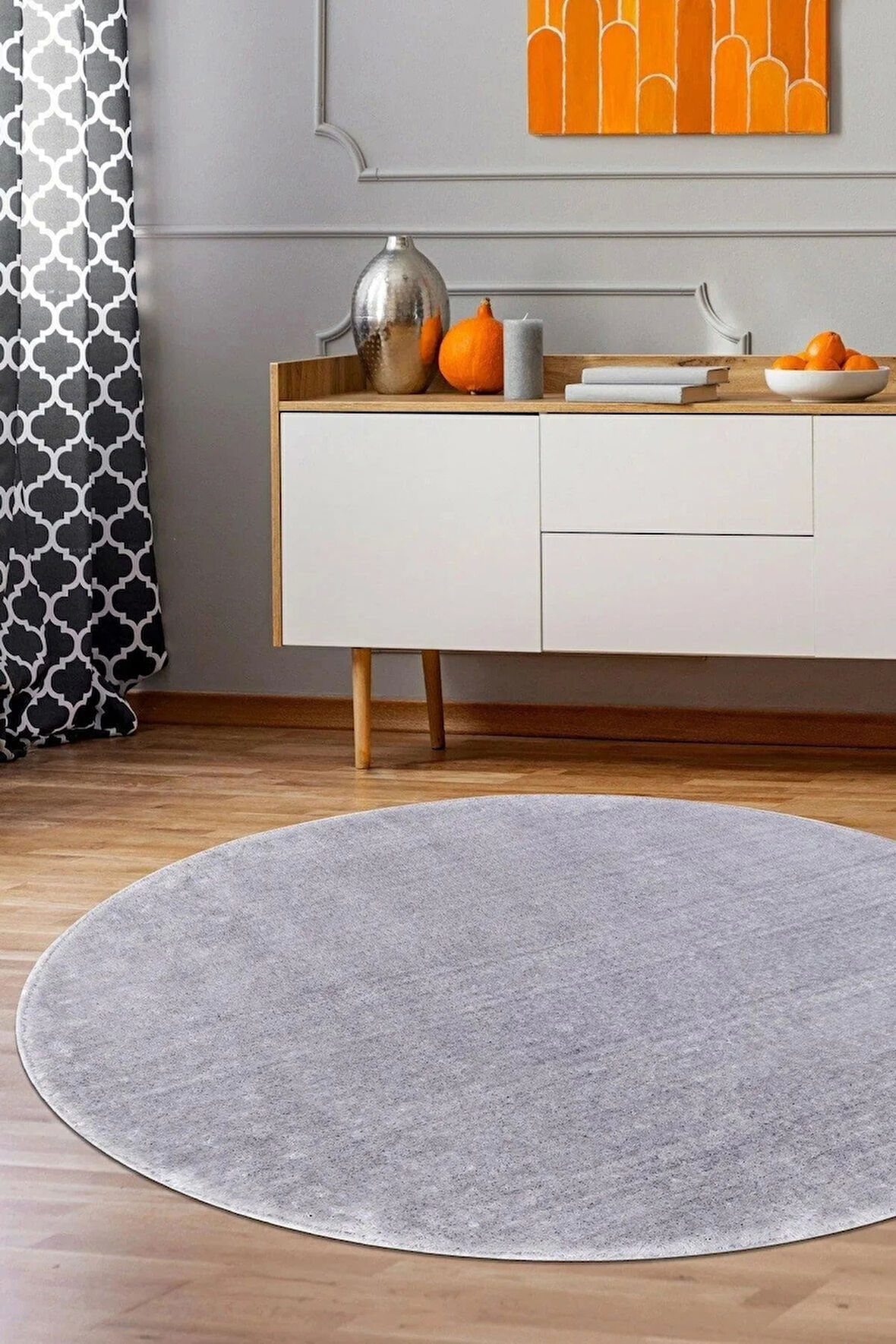 Gri Post Peluş Tavşan Tüyü Kaymaz Taban Makinede Yıkanabilir Toz Vermez Halı Yolluk Kilim