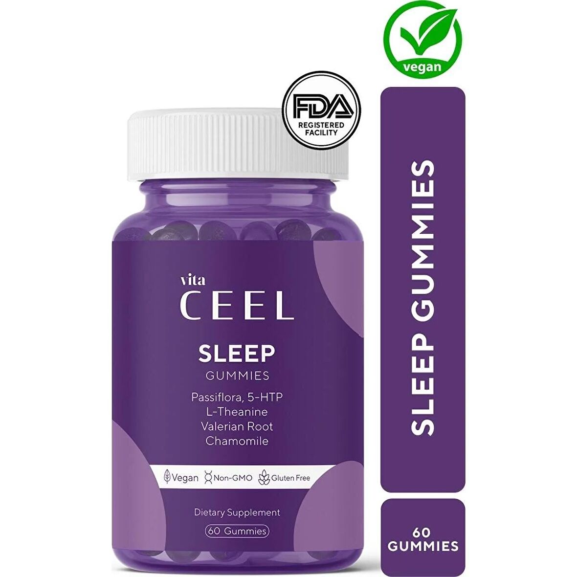 Vita Ceel Uyku Döngüsüne Yardımcı Vegan Sleep Gummy Vitamin Passiflora, Vitamin B6, 5- http, L-theanie