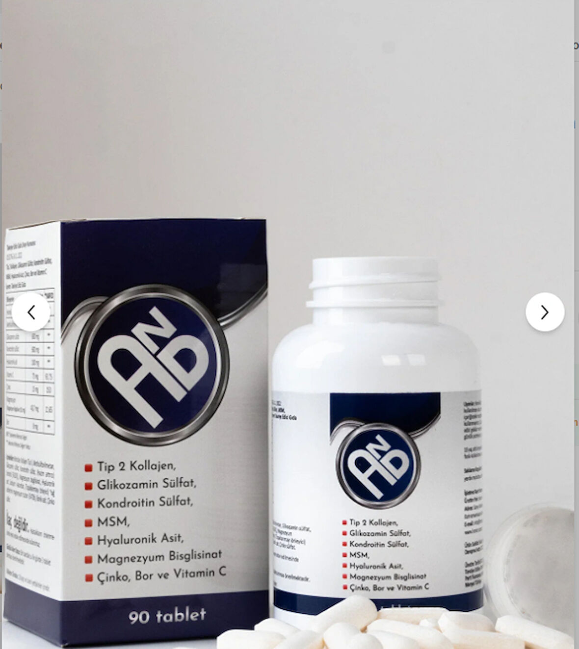 Bor Kolajen Çinko Magnezyum Hyoluronik C Vitamin Glikozamin Kondroitin MSM İçeren Takviye Edici Gıda