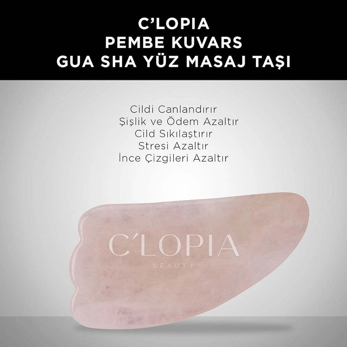 C'LOPIA Pembe Kuvars Gua Sha Yüz Masaj Taşı