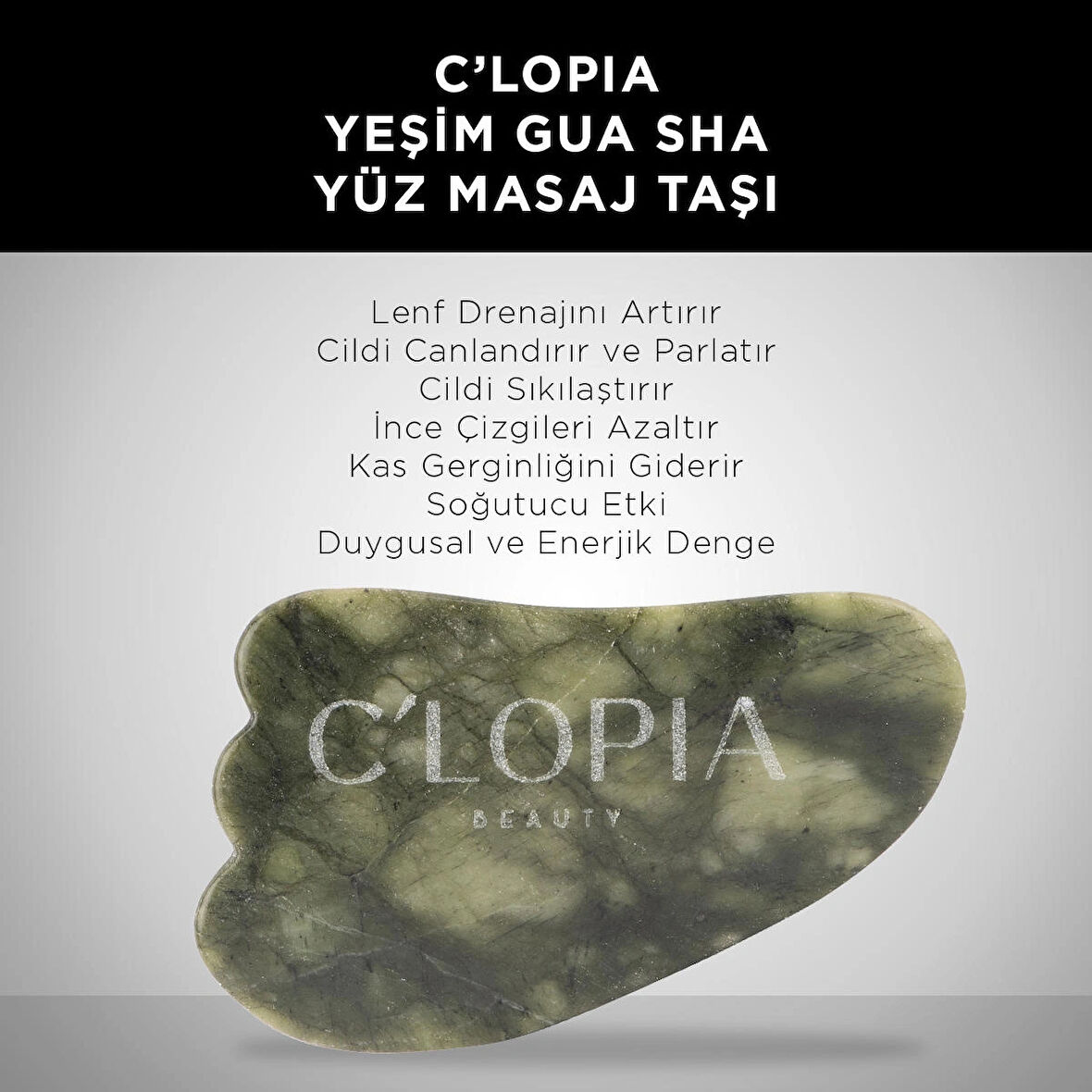 C'LOPIA Yeşim Gua Sha Yüz Masaj Taşı