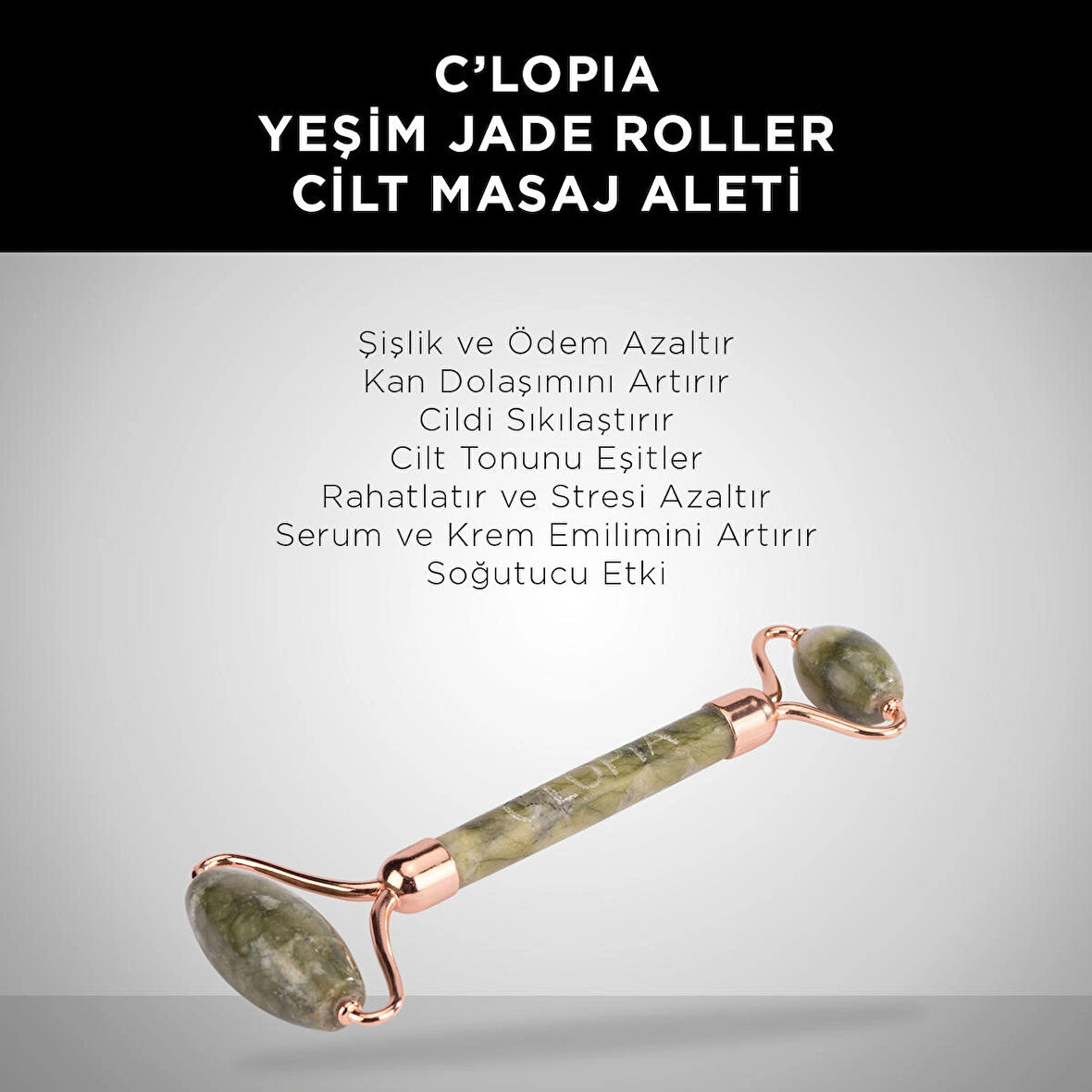 C'LOPIA Yeşim Jade Roller Cilt Masaj Aleti