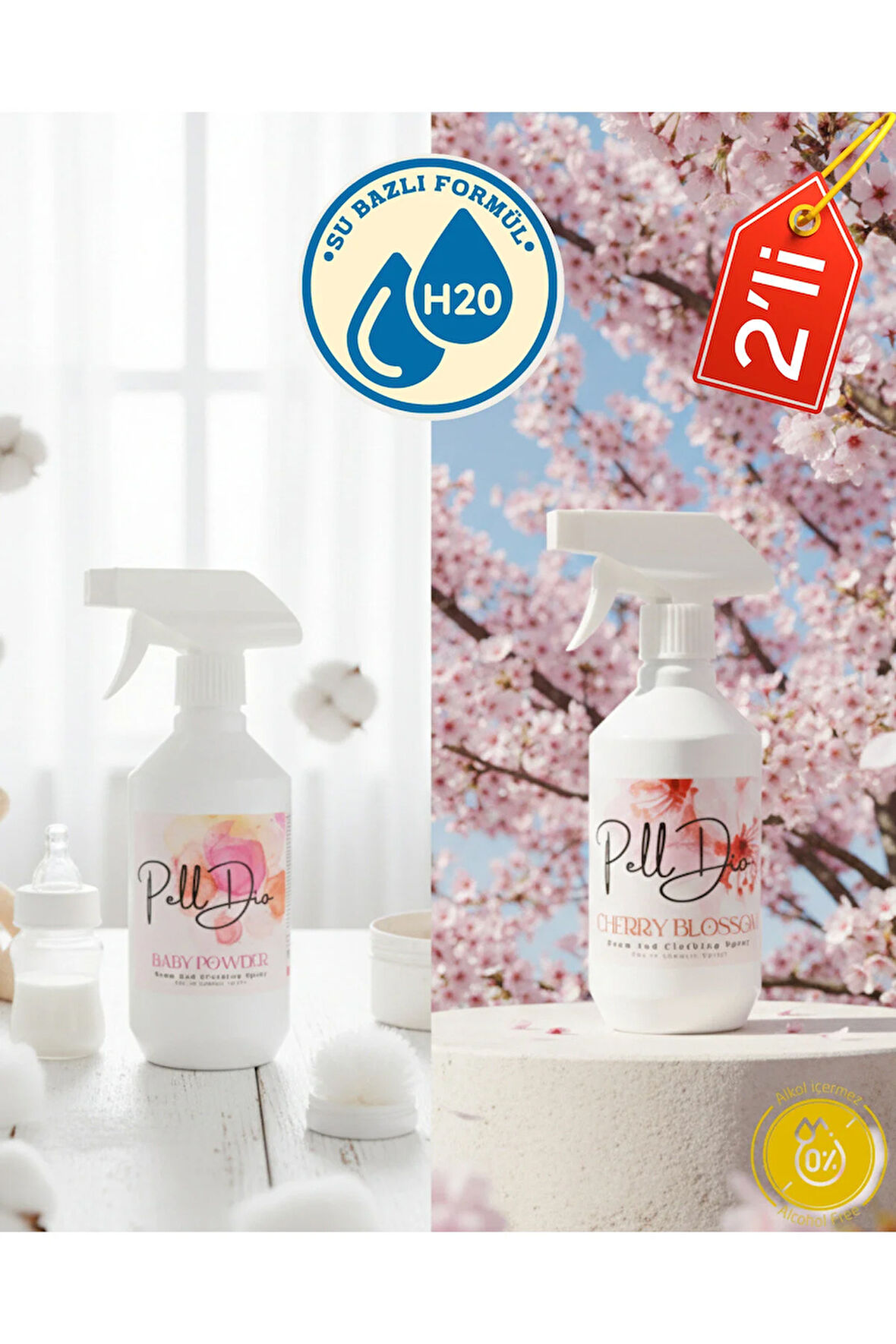 Kiraz Çiçeği ve Bebek Pudrası 2'li Set Oda ve Çamaşır Spreyi 2x500ml