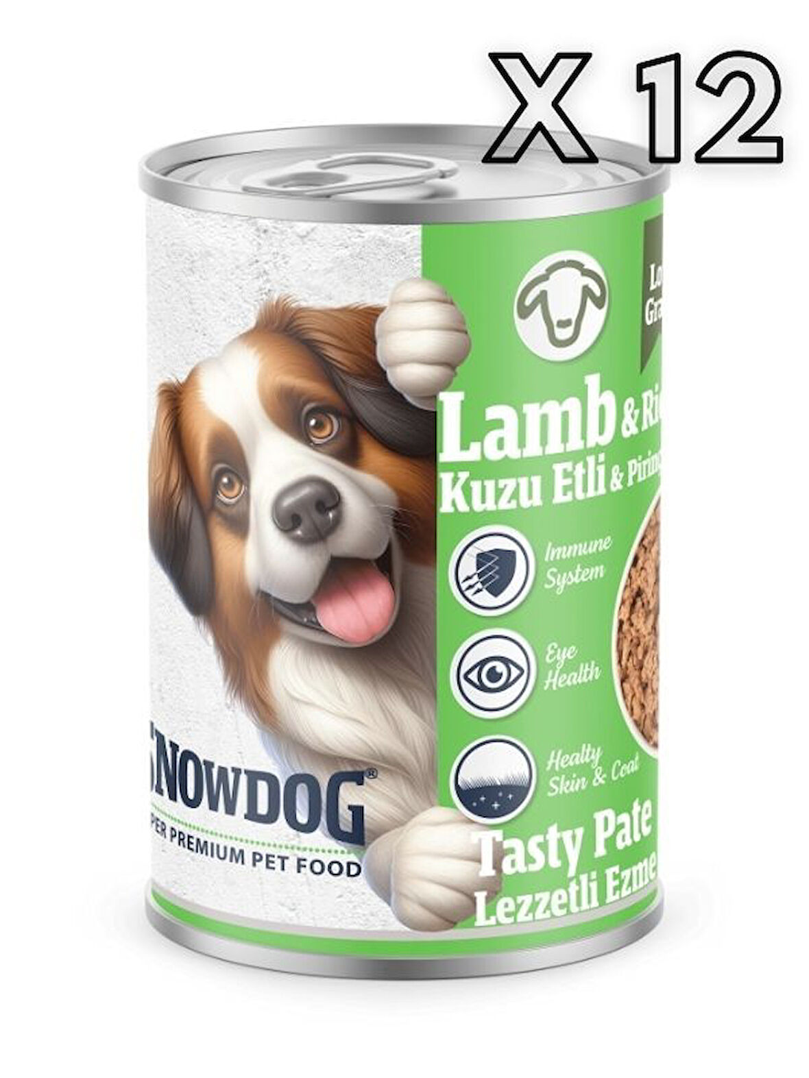 Snow Dog Premium Kıyılmış Kuzu Etli Köpek Konservesi 12 Adet*400 G