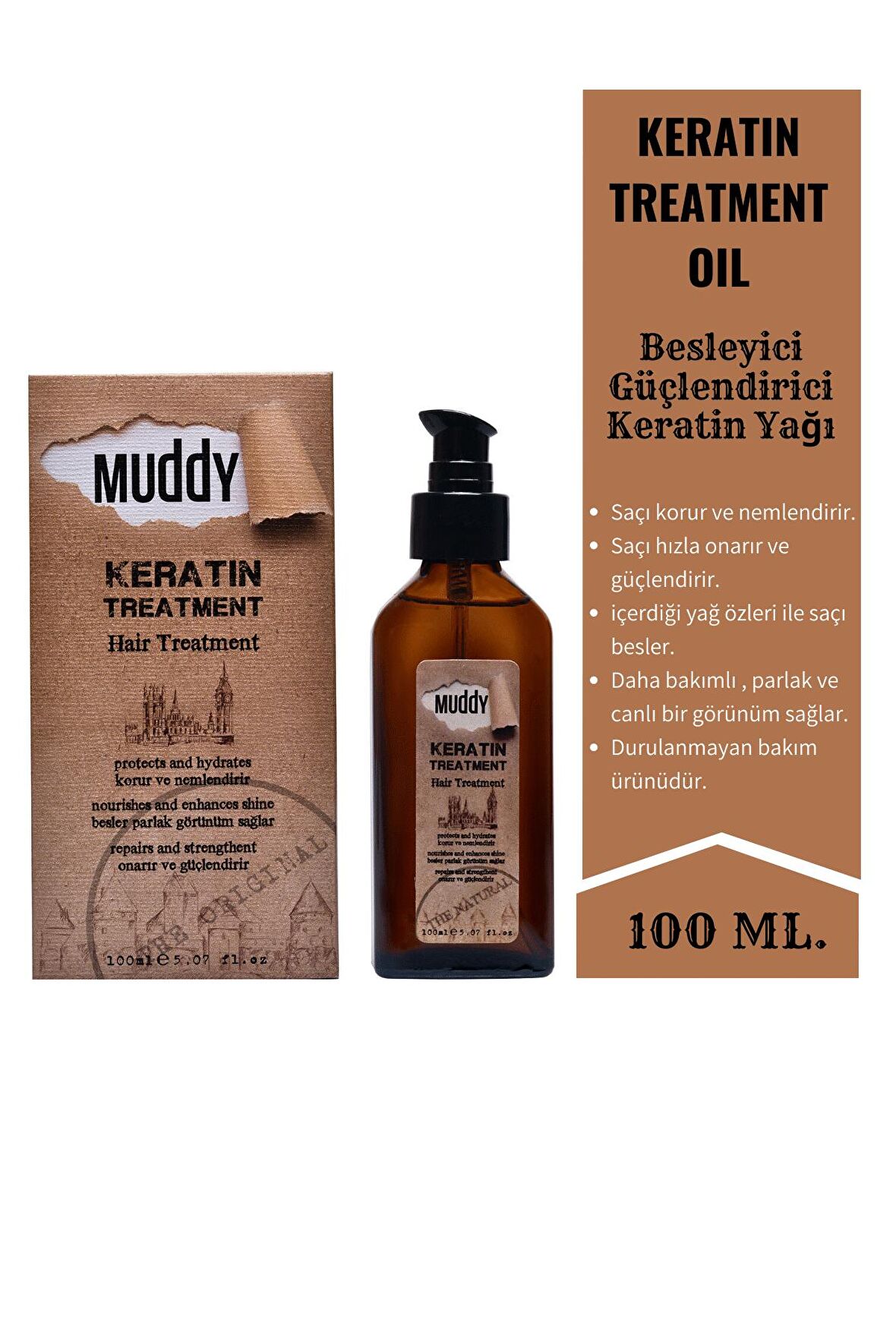 MUDDY KERATIN TREATMENT OIL 100 ml. DURULANMAYAN KERATİN YAĞI