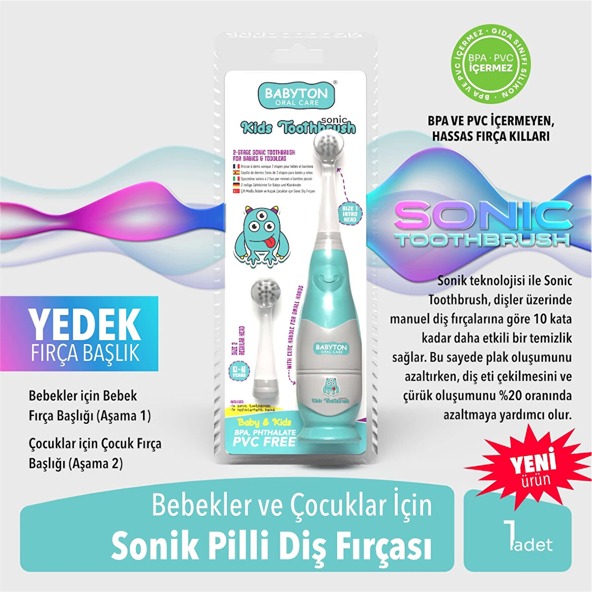 Bebekler ve Çocuklar İçin Sonik Pilli Diş Fırçası