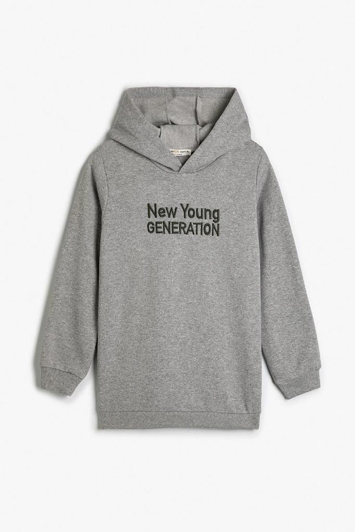 Koton Erkek Çocuk Kapşonlu Sweatshirt Uzun Kollu Slogan İşlemeli Şardonlu