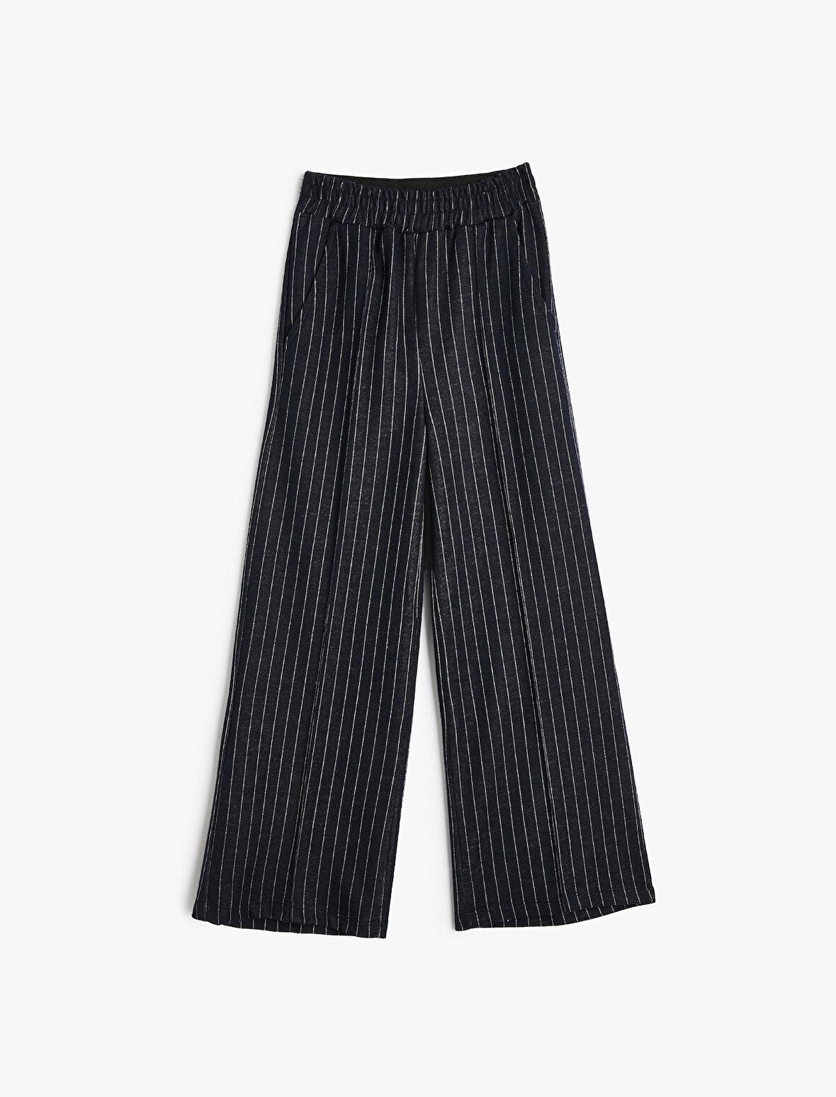 İspanyol Paça Pantolon Parlak Detaylı Beli Lastikli 