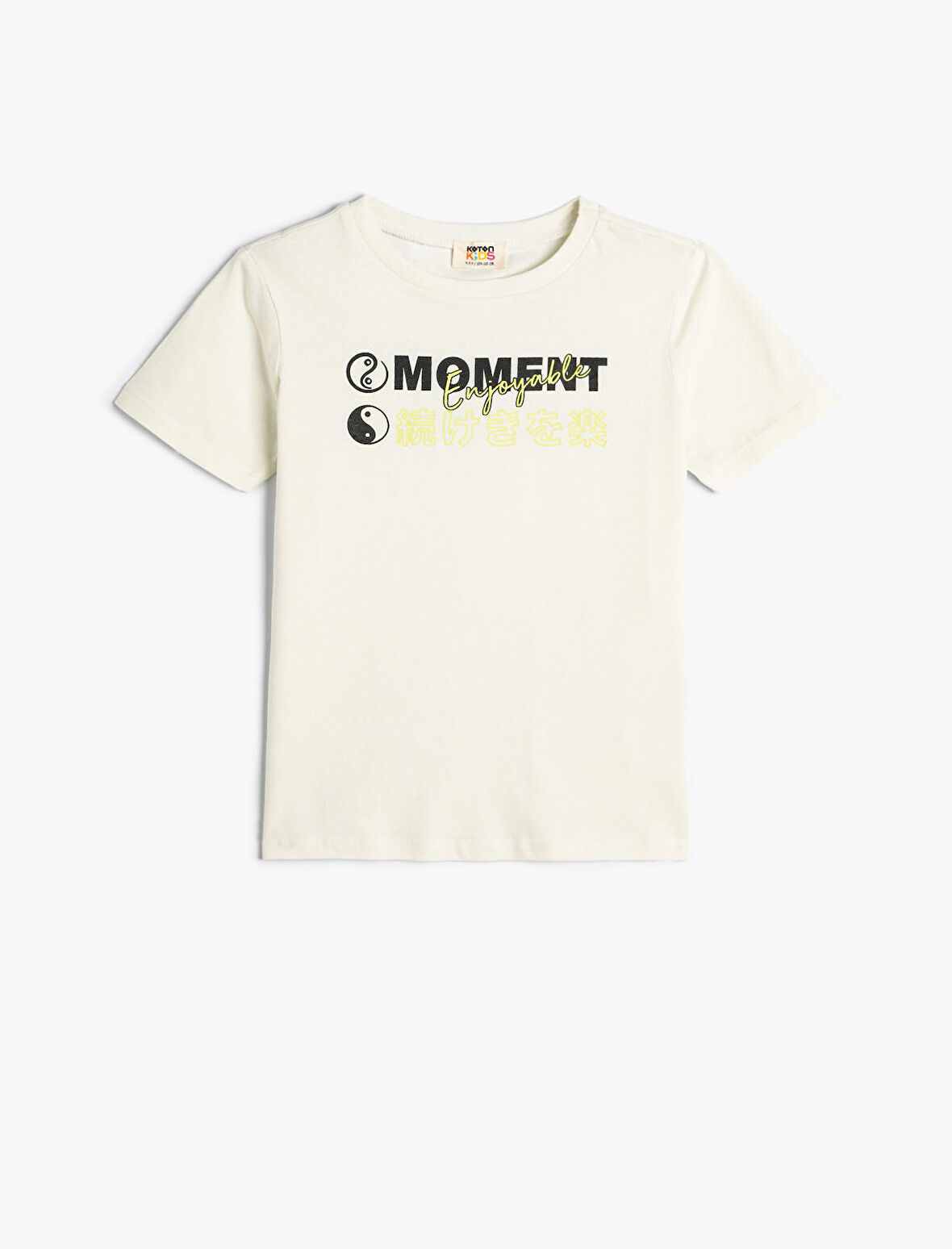 Tişört Slogan Baskılı Kısa Kollu Bisiklet Yaka Pamuklu