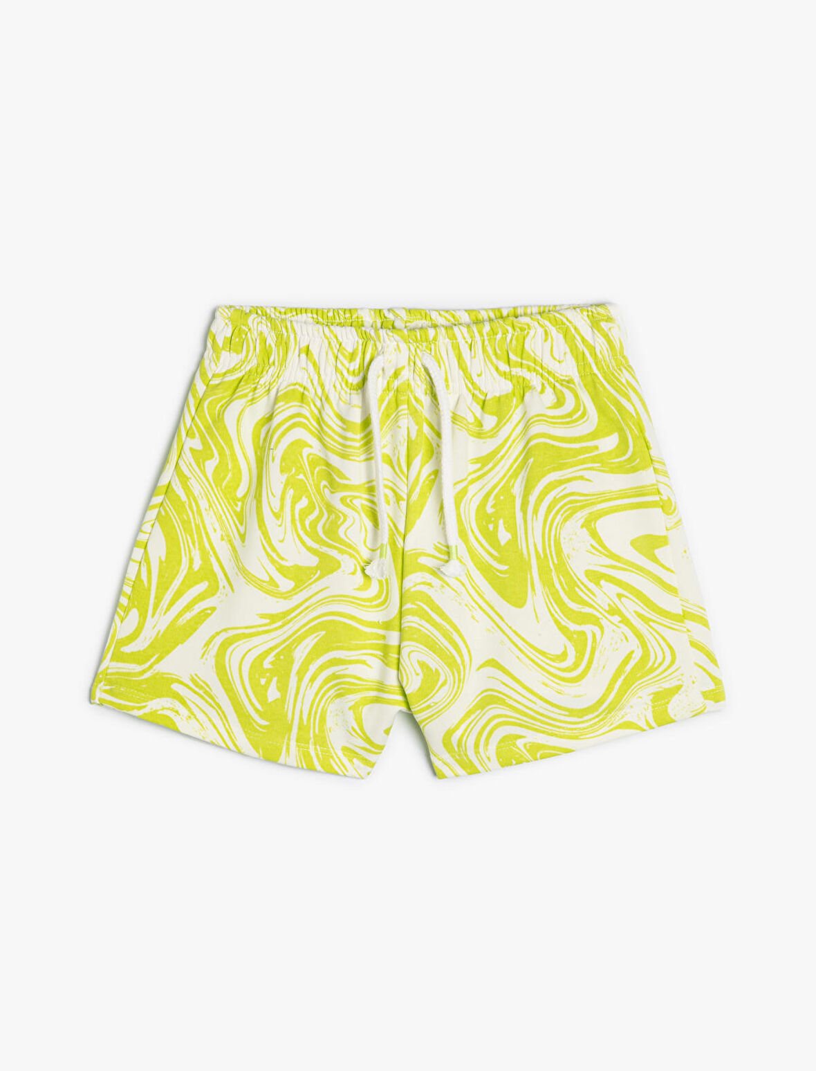 Şort Beli Bağlamalı Cepli Soyut Desenli 