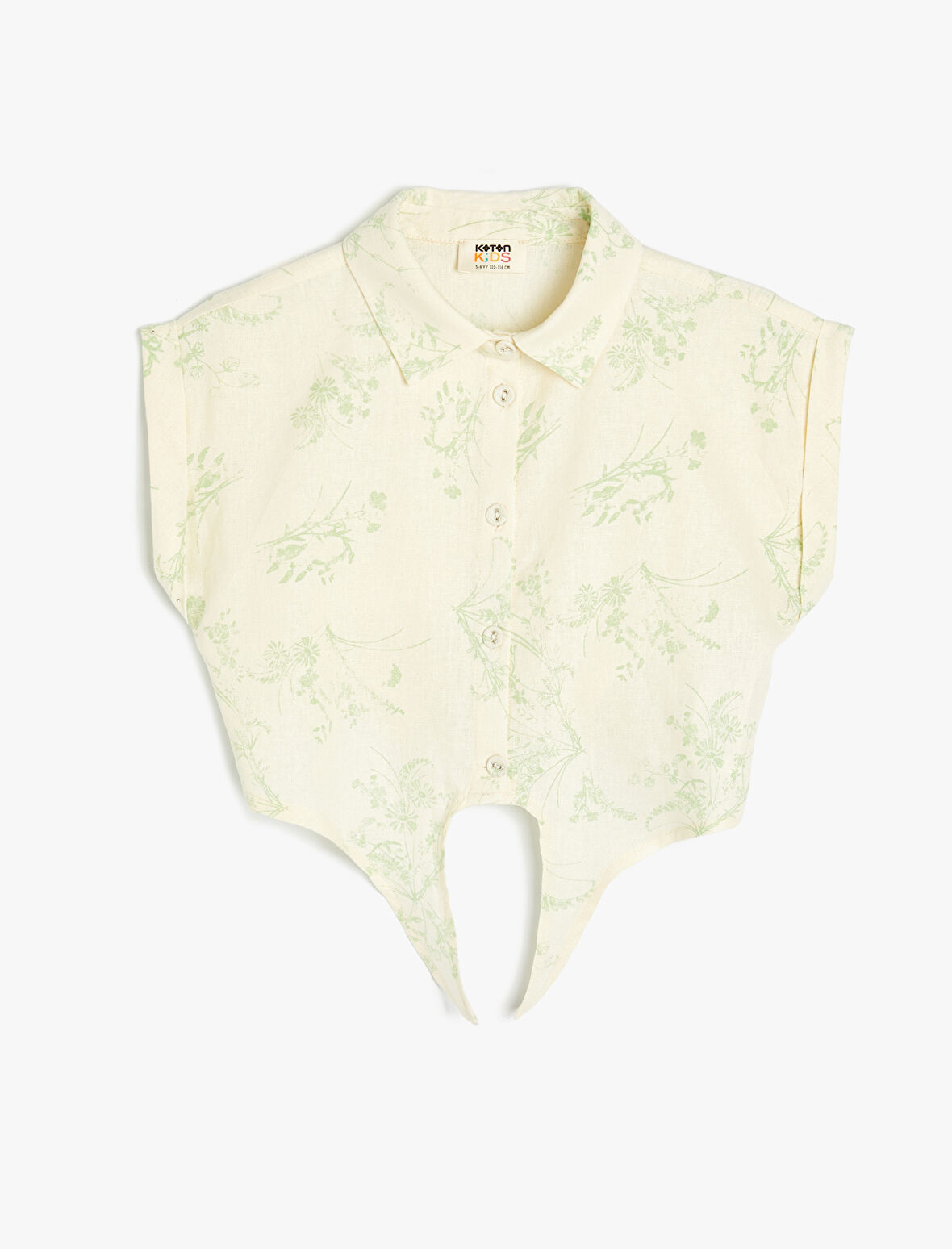 Gömlek Kısa Kollu Önü Bağlamalı Cepli Keten Karışımlı