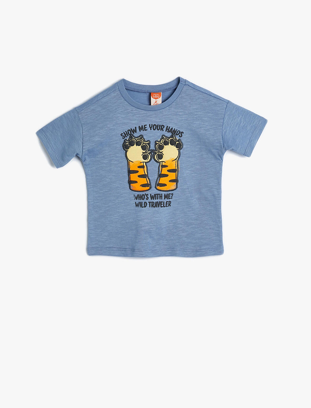 Tişört Baskılı Kısa Kollu Bisiklet Yaka Pamuklu