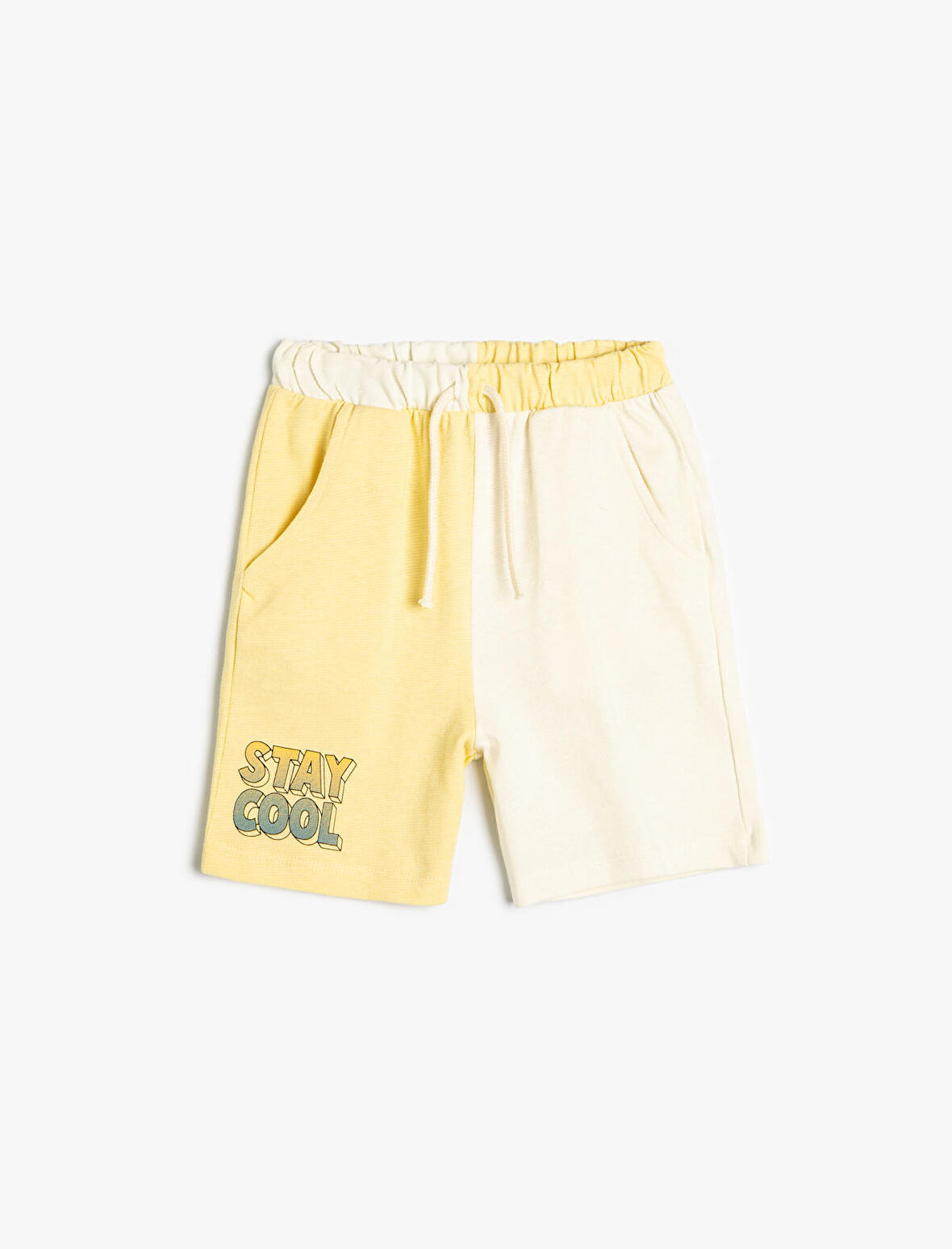 Şort Beli Lastikli Renk Kontrastlı Cepli Pamuklu Baskı Detaylı