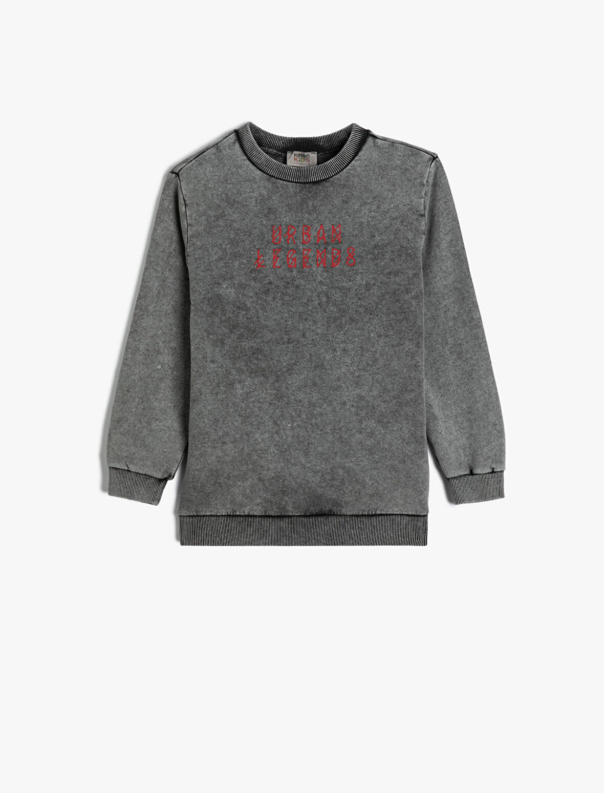 Sweat Uzun Kollu Bisiklet Yaka Slogan Baskılı Şardonlu Pamuklu