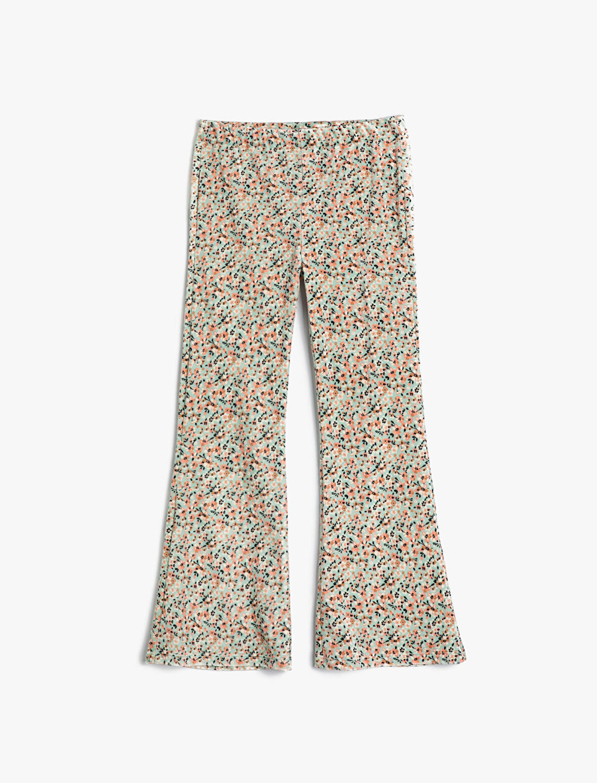 Çiçekli İspanyol Paça Pantolon Beli Lastikli