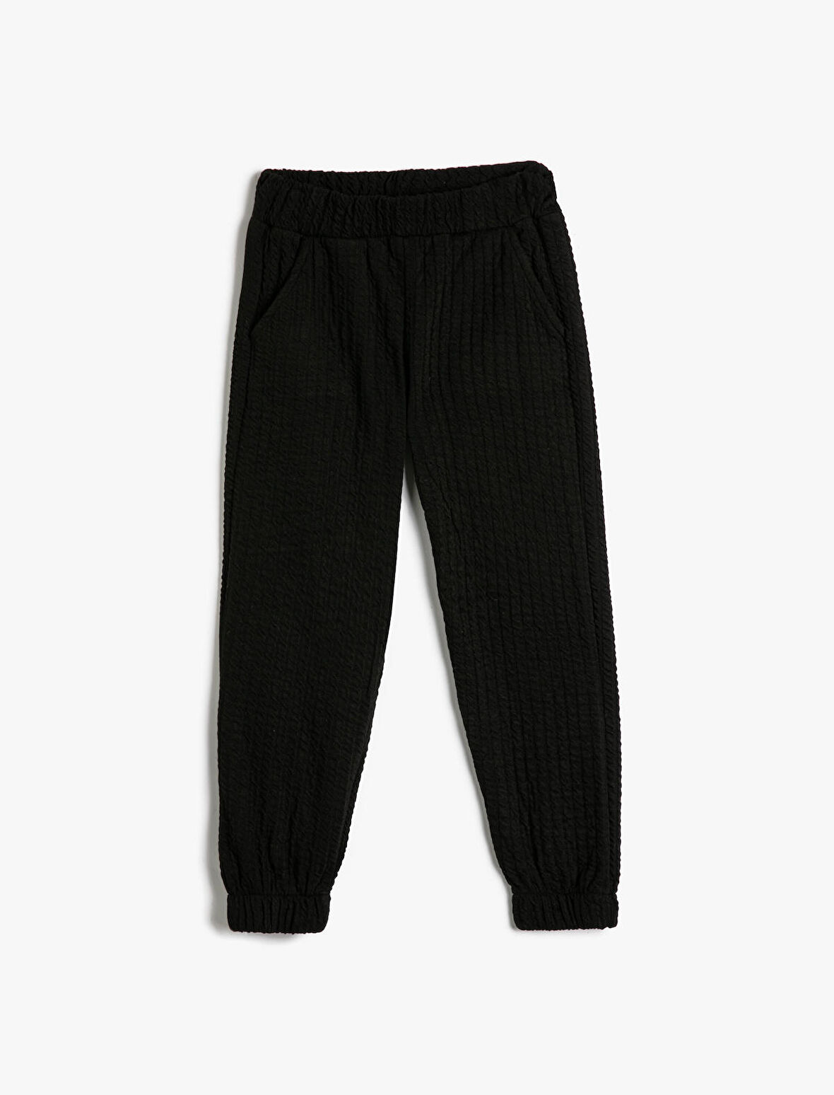 Basic Jogger Eşofman Altı Dokulu Beli Lastikli Cepli 