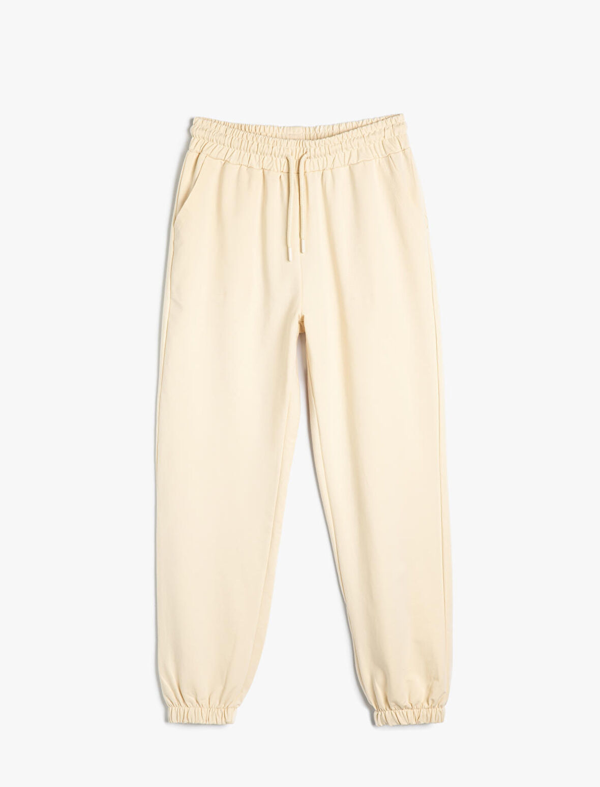 Jogger Eşofman Altı Spor Yüksek Bel Cepli Beli Bağlamalı Pamuklu Rahat Kalıp