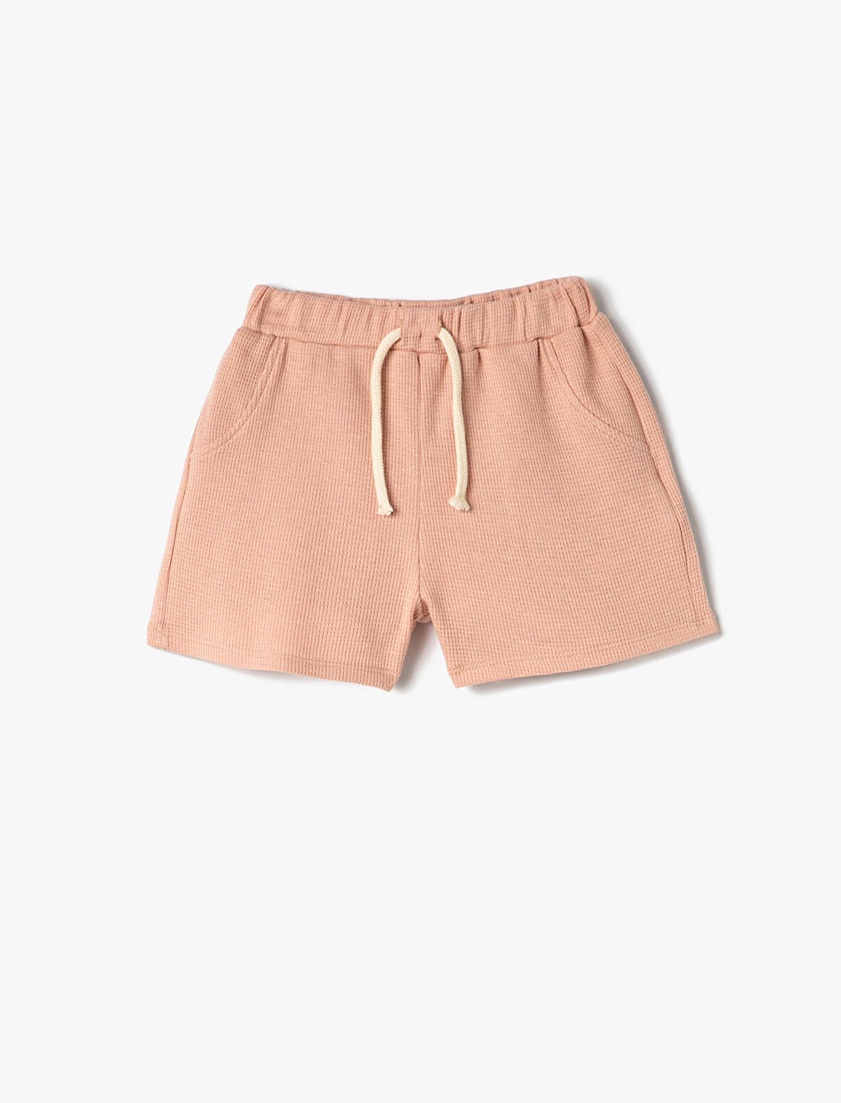 Basic Şort Beli Lastikli Dokulu Pamuklu