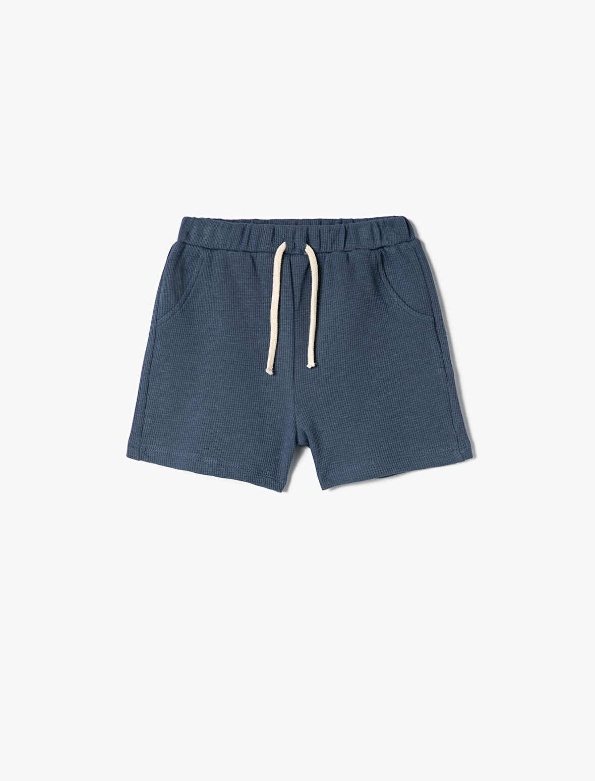 Basic Şort Beli Lastikli Dokulu Pamuklu