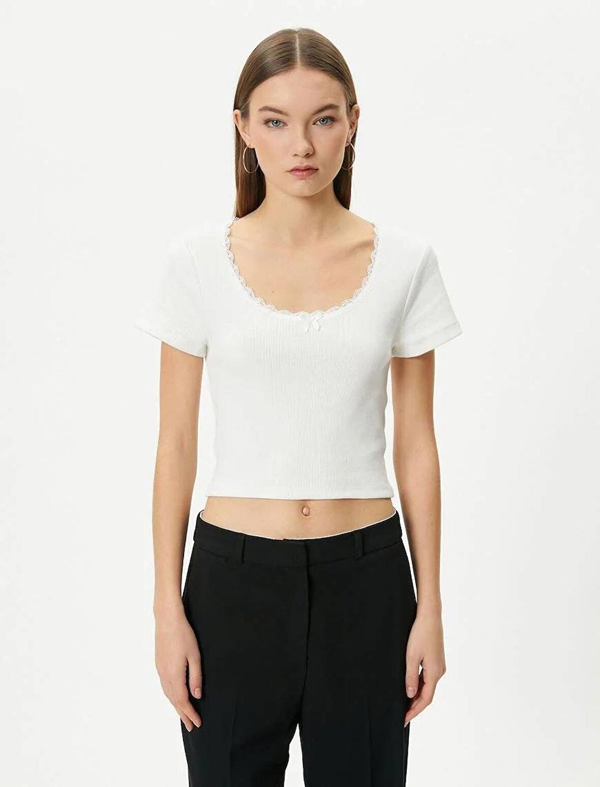 4SAL10229IK Koton Kadın T-shirt EKRU