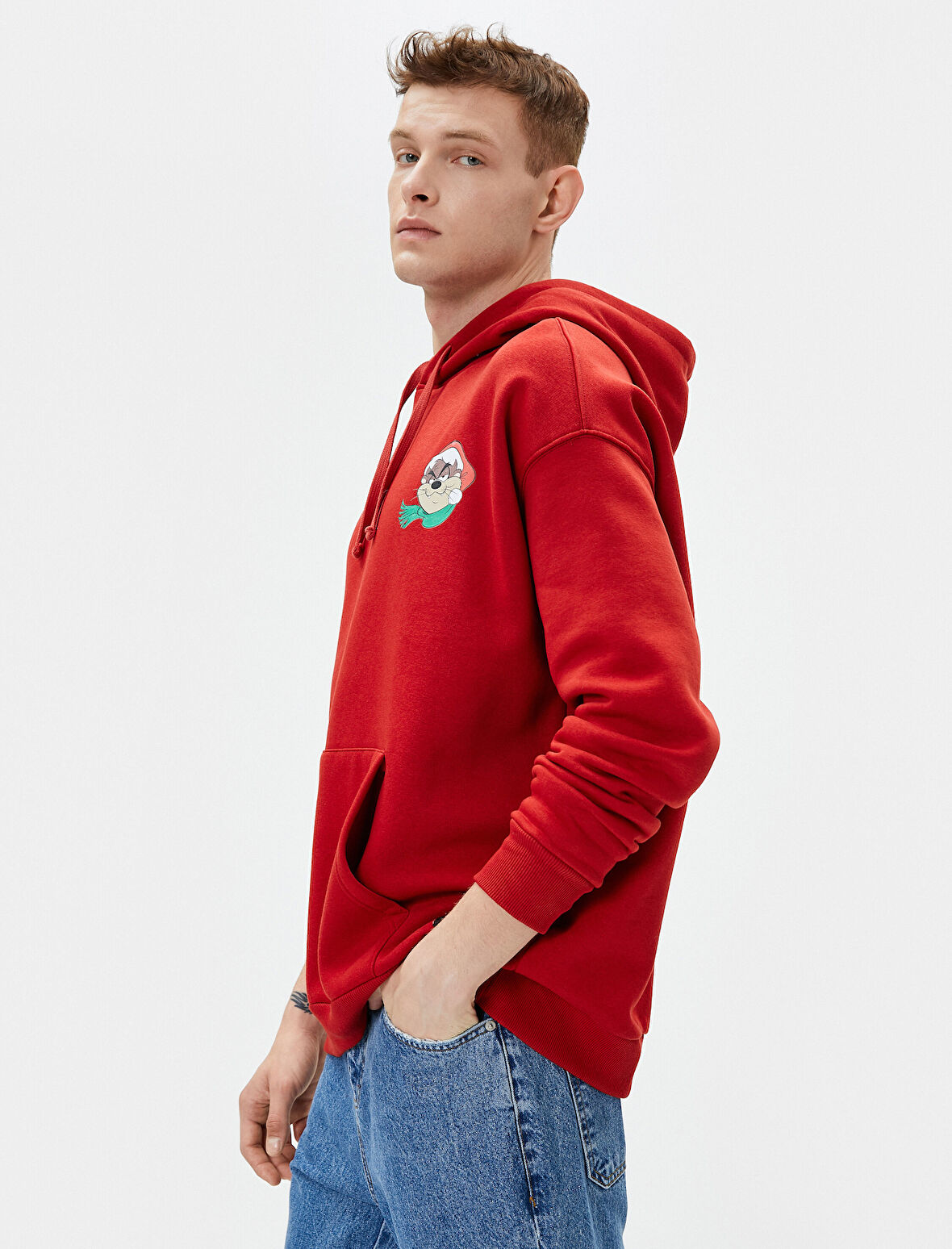 Tazmanya Canavarı Kanguru Cepli Hoodie Lisanslı Baskılı