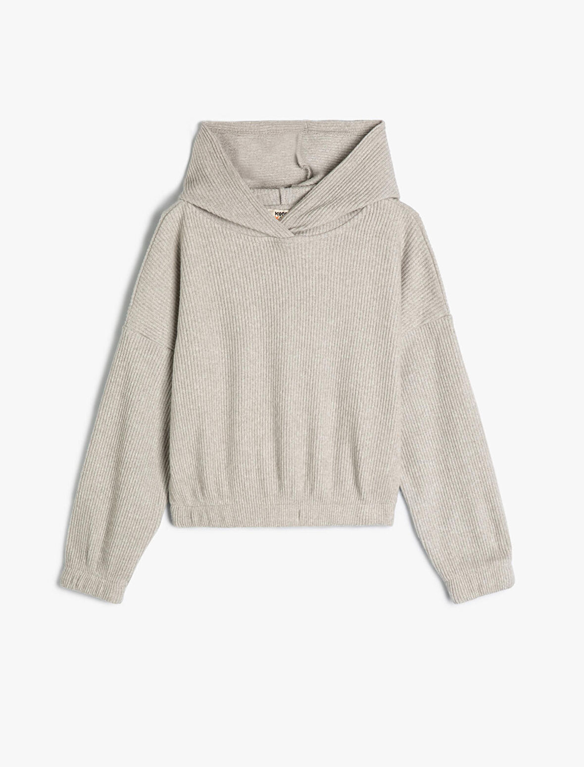 Kapşonlu Basic Sweatshirt Dokulu Manşetleri Lastikli