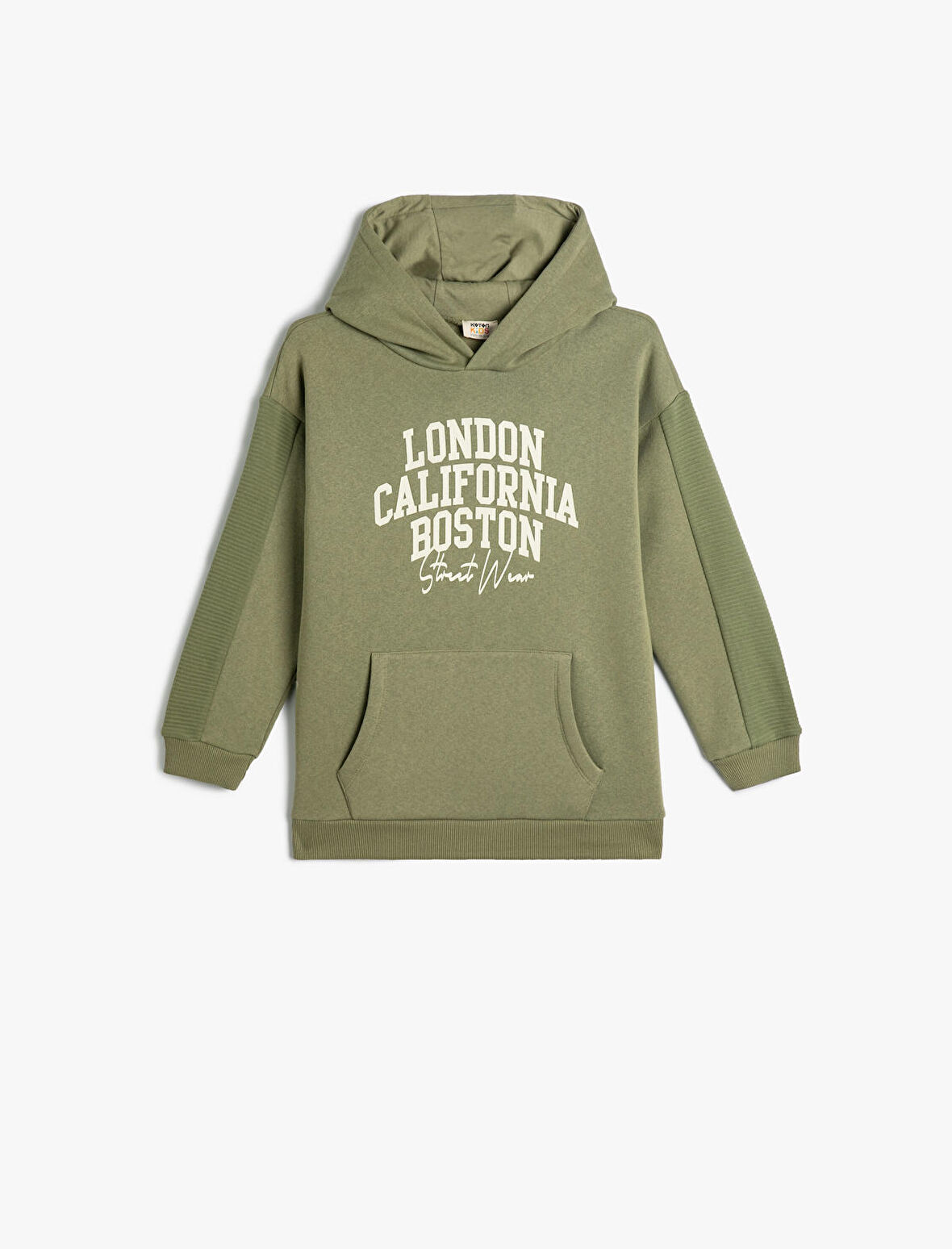 Kapşonlu Sweatshirt Şehir Baskılı Kanguru Cepli Şardonlu Pamuklu