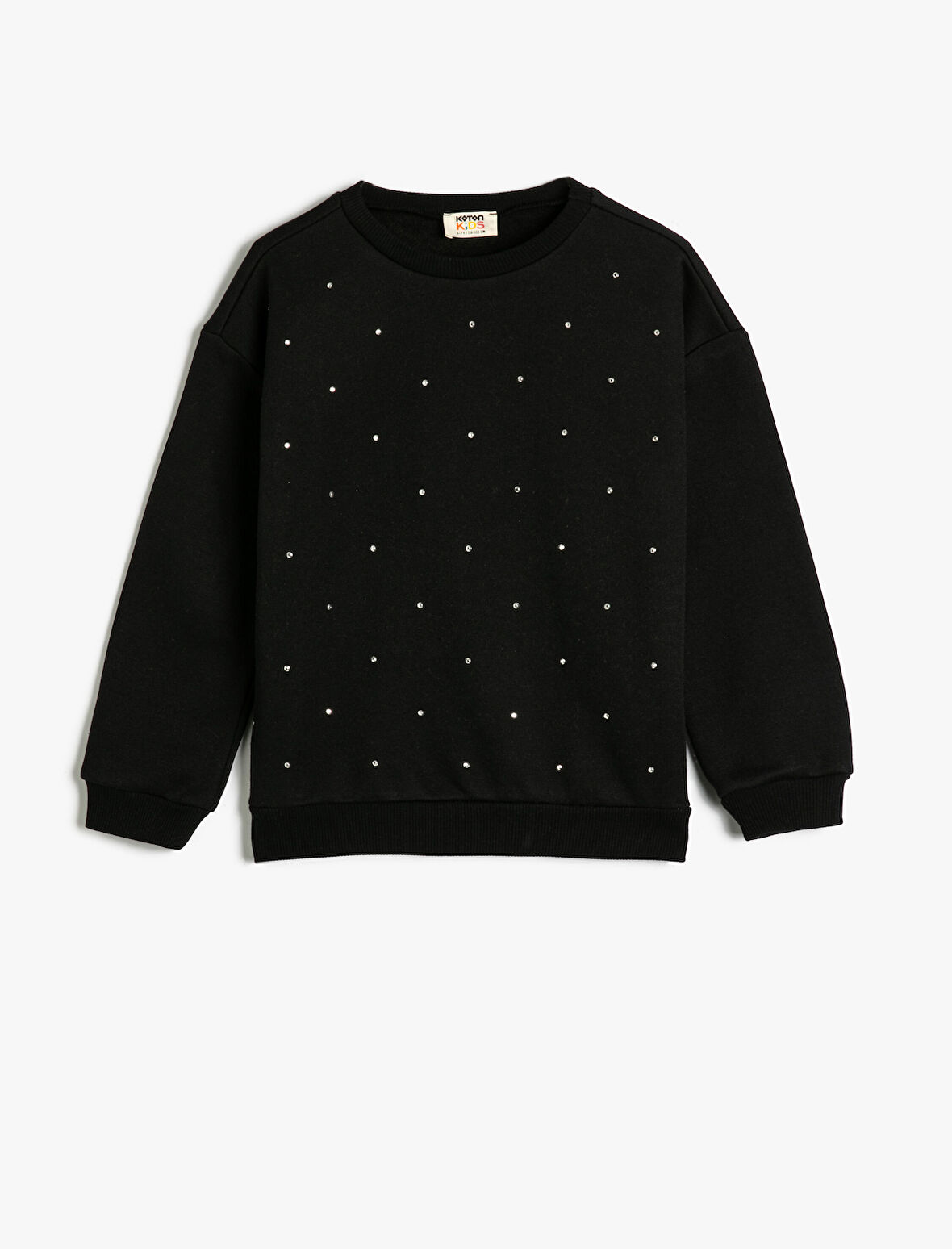 Sweatshirt Bisiklet Yaka Uzun Kollu Boncuk Detaylı Şardonlu 