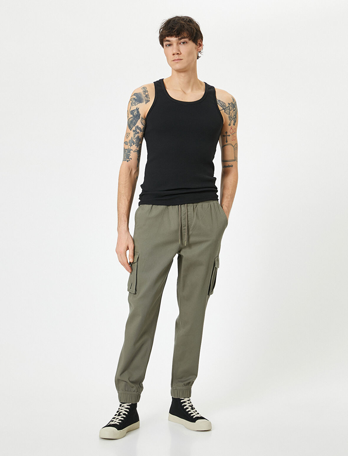 Kargo Cepli Pantolon Jogger Slim Fit Beli Bağcıklı 