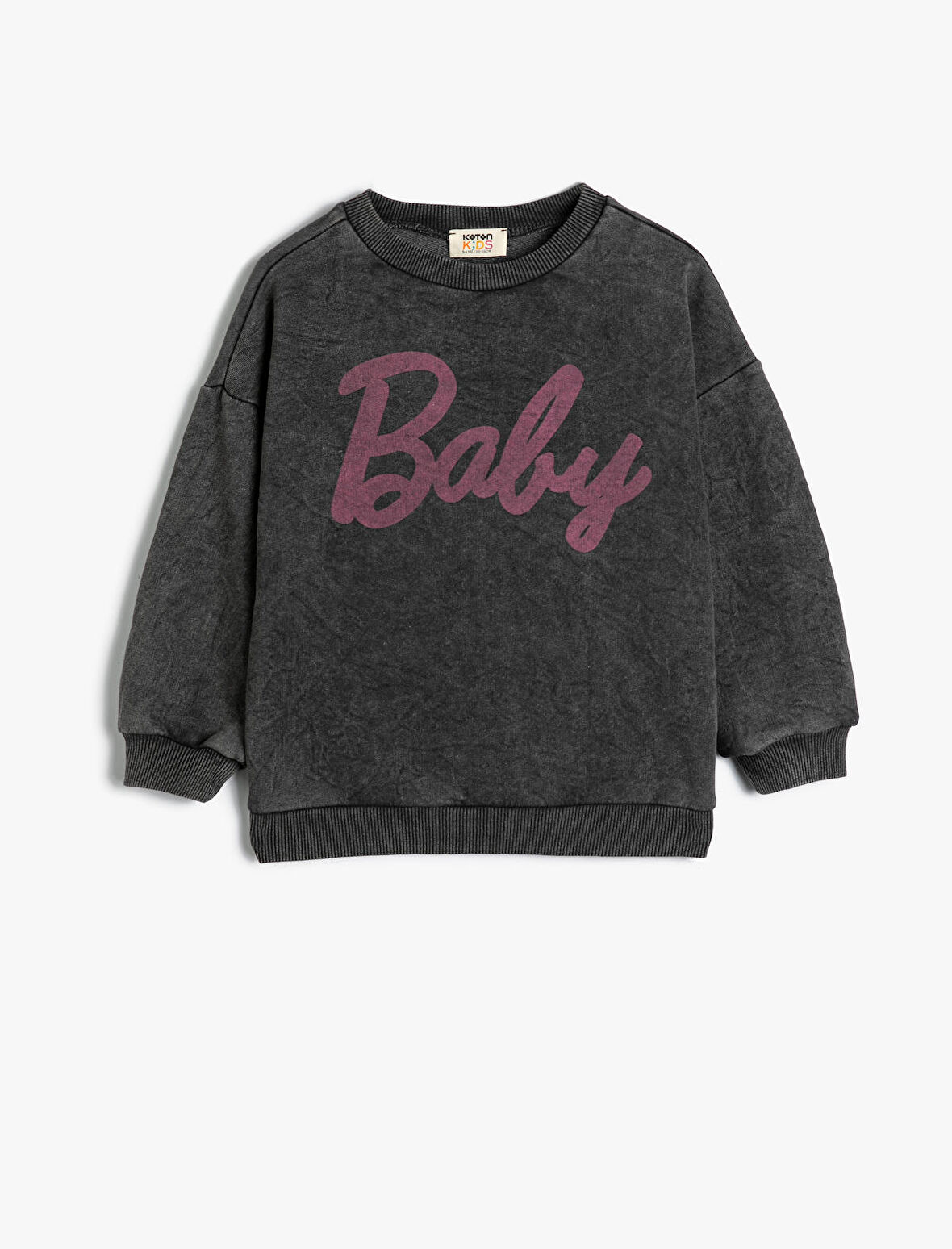 Sweat Uzun Kollu Bisiklet Yaka Baskı Detaylı Şardonlu