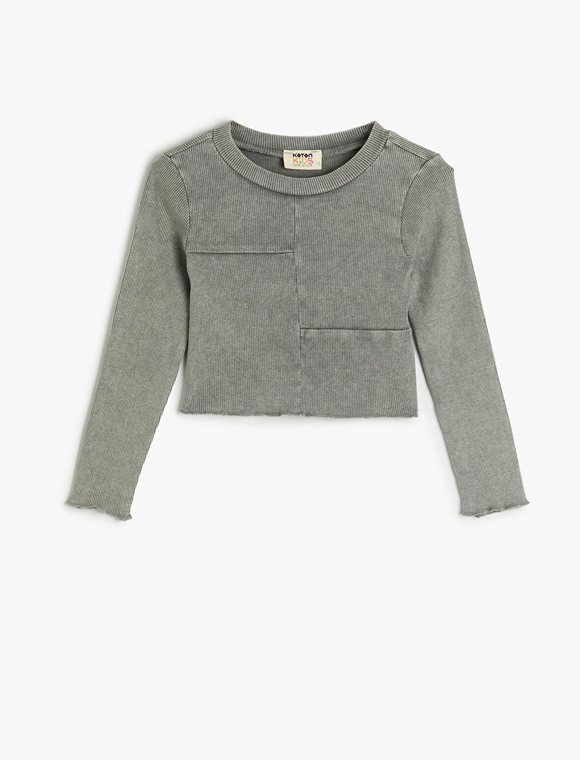 Tişört Uzun Kollu Bisiklet Yaka Kaşkorse Dikiş Detaylı Pamuklu 