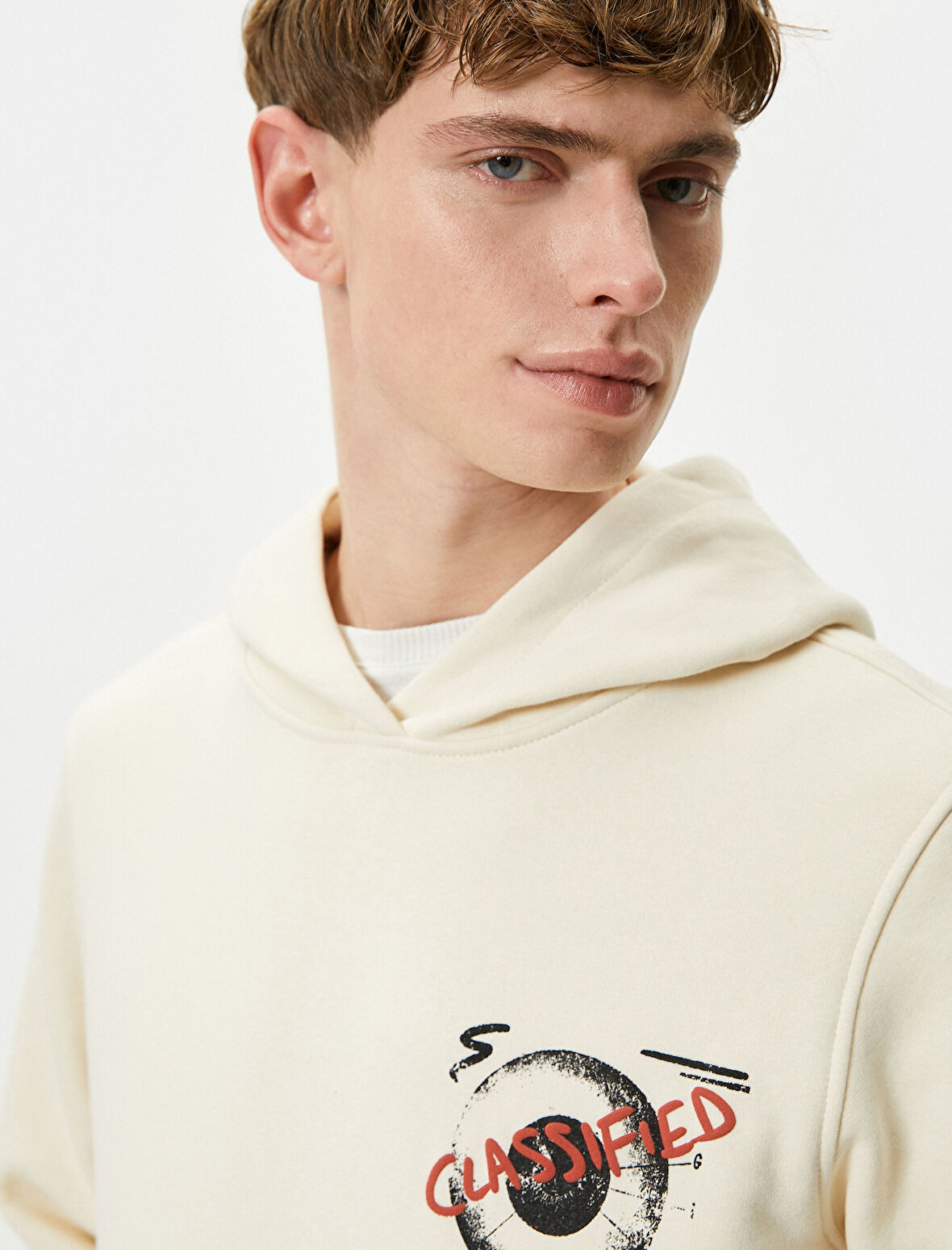 Arkası Baskılı Sweat Kapşonlu Kanguru Cepli Rahat Kesim