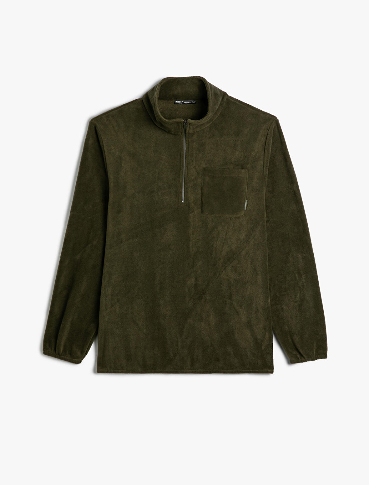 Polar Sweatshirt Yarım Fermuarlı Cep Detaylı Dik Yaka Yumuşak Dokulu