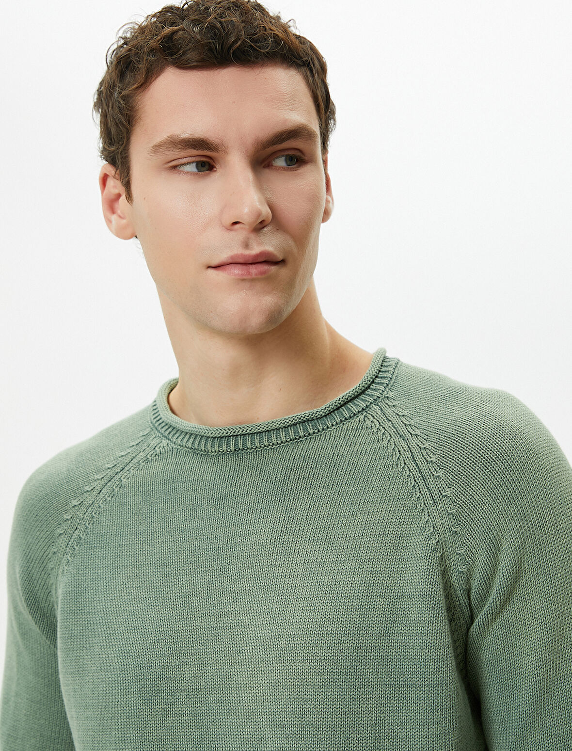 Triko Kazak Yıkamalı Bisiklet Yaka Dikiş Detaylı Pamuklu