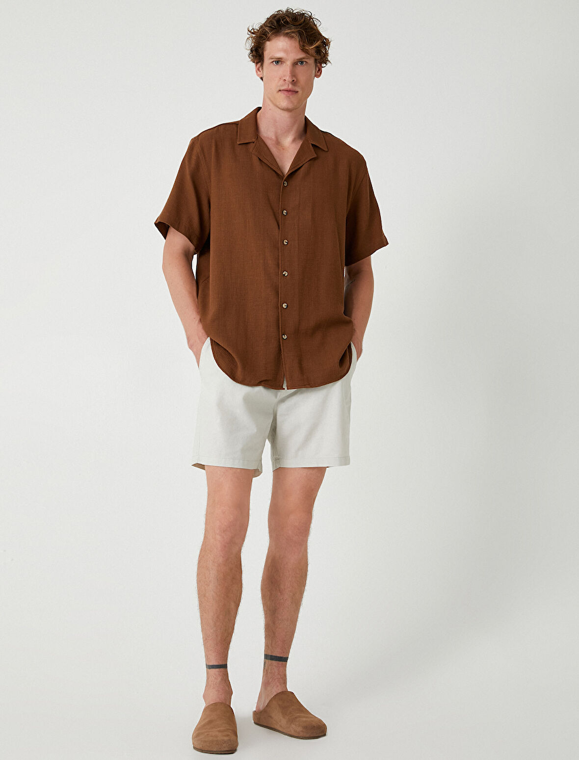 Bermuda Şort Beli Bağcıklı Cep Detaylı