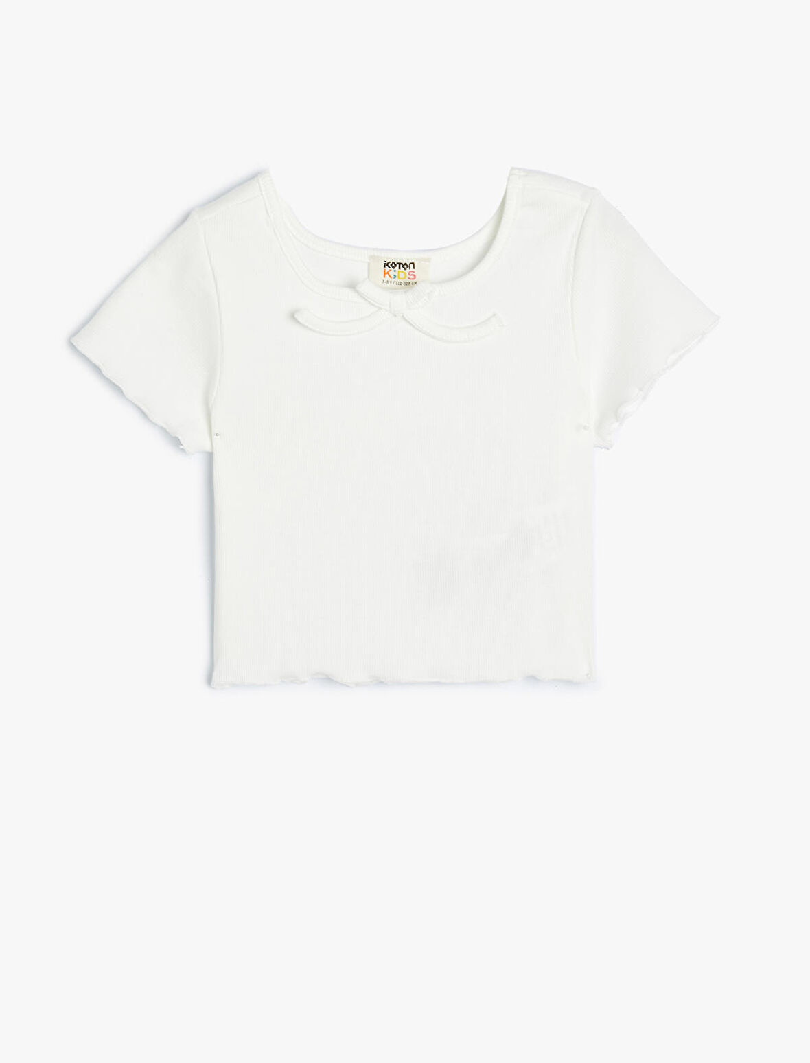 Crop Tişört Kısa Kollu Ribanalı Pamuklu 