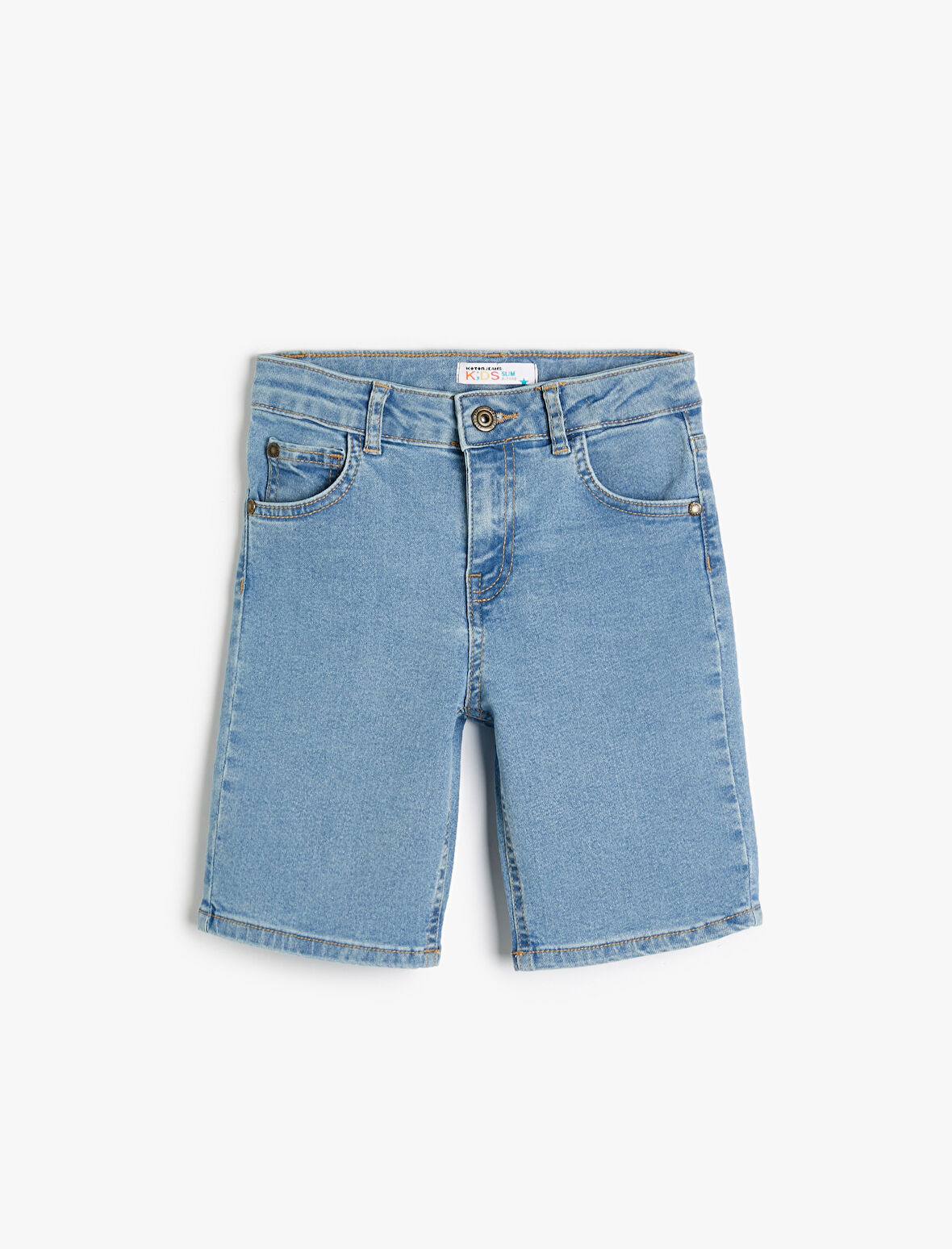 Kot Şort Pamuklu Cep ve Düğme Detaylı