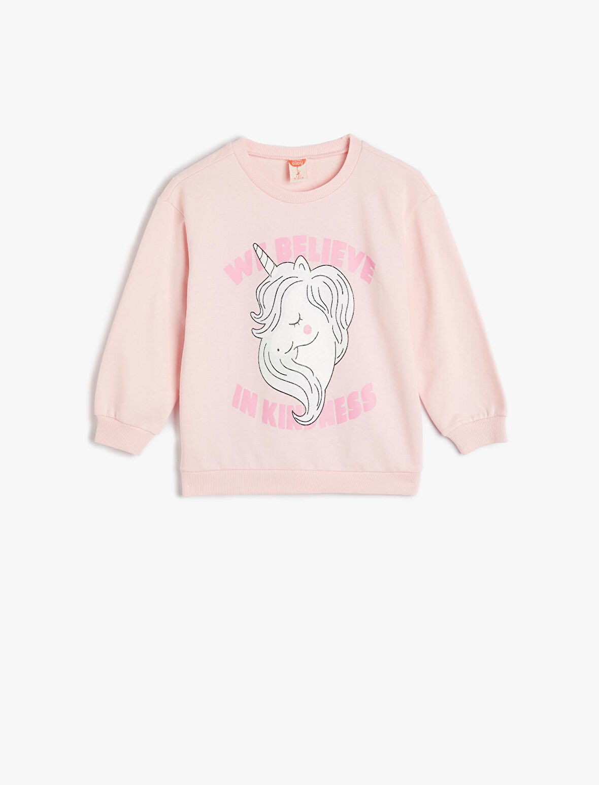 Sweatshirt Unicorn Baskılı Uzun Kollu Şardonlu Pamuklu