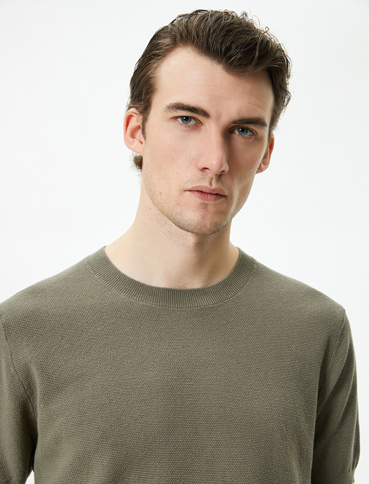 Triko Kazak Kısa Kollu Bisiklet Yaka Pamuklu